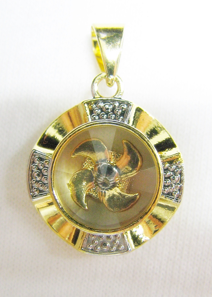 จี้กังหัน4ใบสีเงินทองเสริมดวงพร้อมกล่องกำมะหยี่ค่ะ