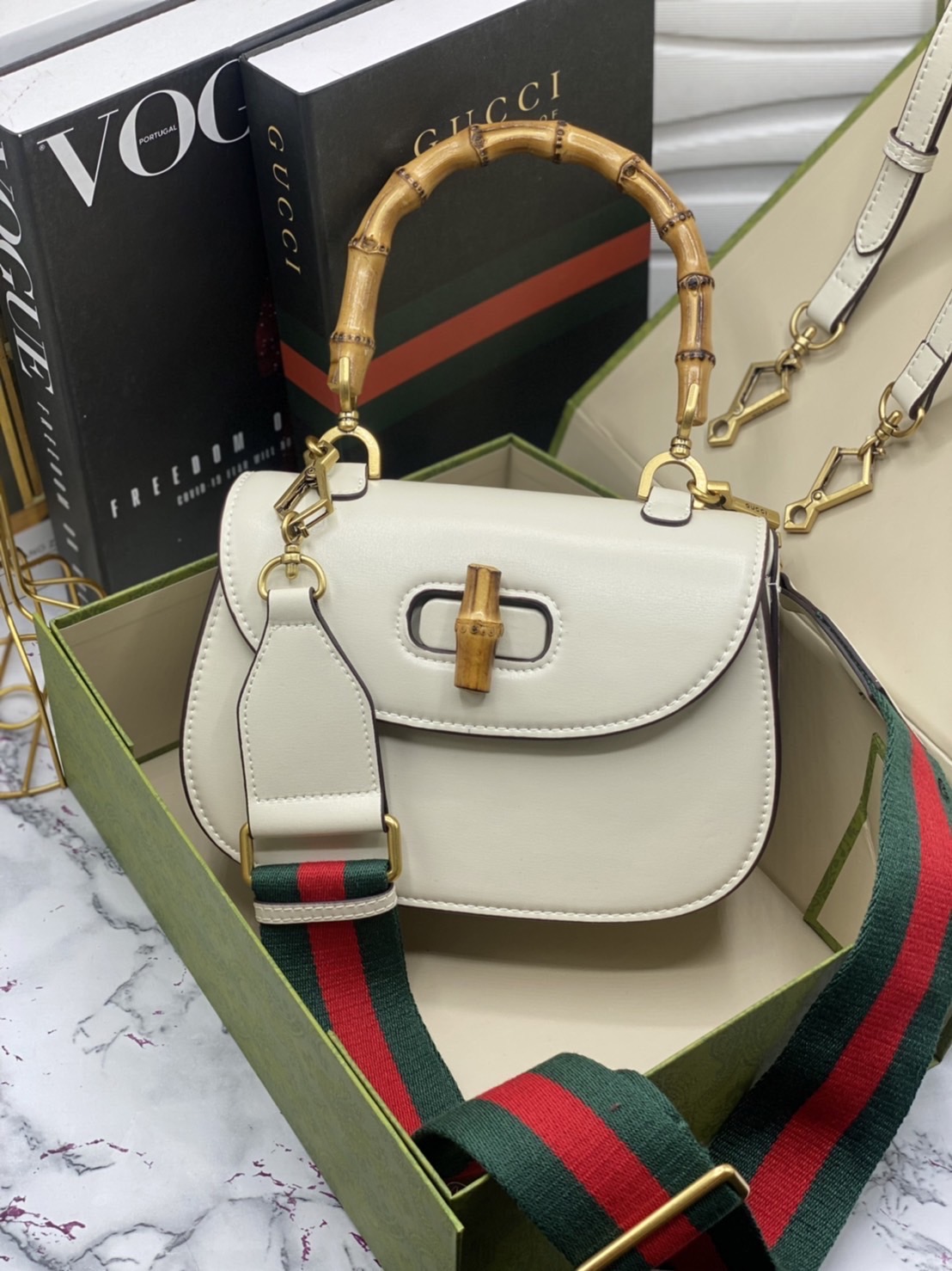 หนังแท้ Gucci Bamboo 1947 small top handle bag พร้อมส่งที่ไทย