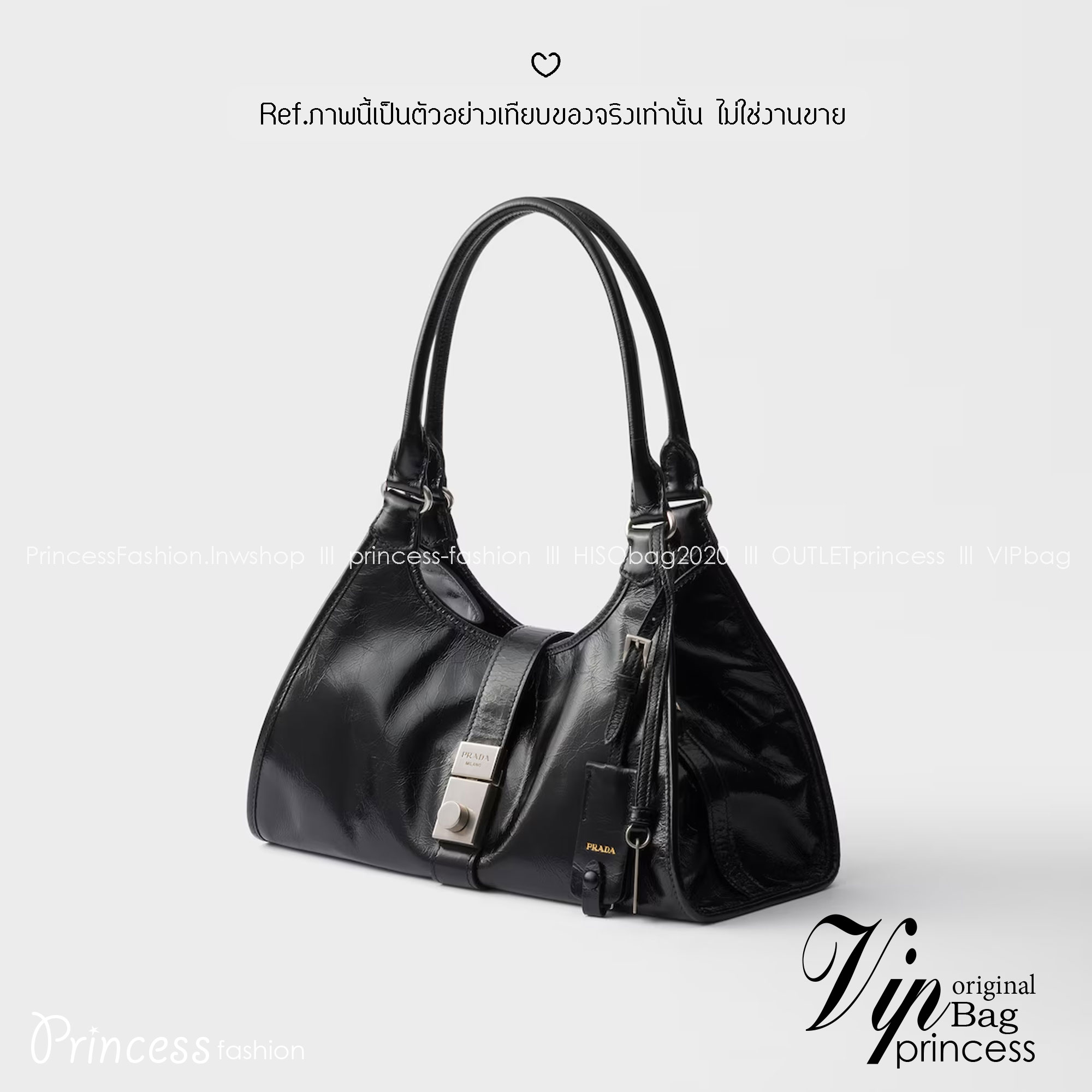 ORI หนังแท้ | Prada Medium leather tote bag 32cm กระเป๋าสะพายทรงโฮโบ คลาสสิคหนังเงาสวยหรูดูแพง ใบใหญ่กำลังดี ดีไซน์ใหม่ล่าสุด ภายในโล่งกว้าง จุของได้สบายๆ พกพาไปไหนก็สะดวก