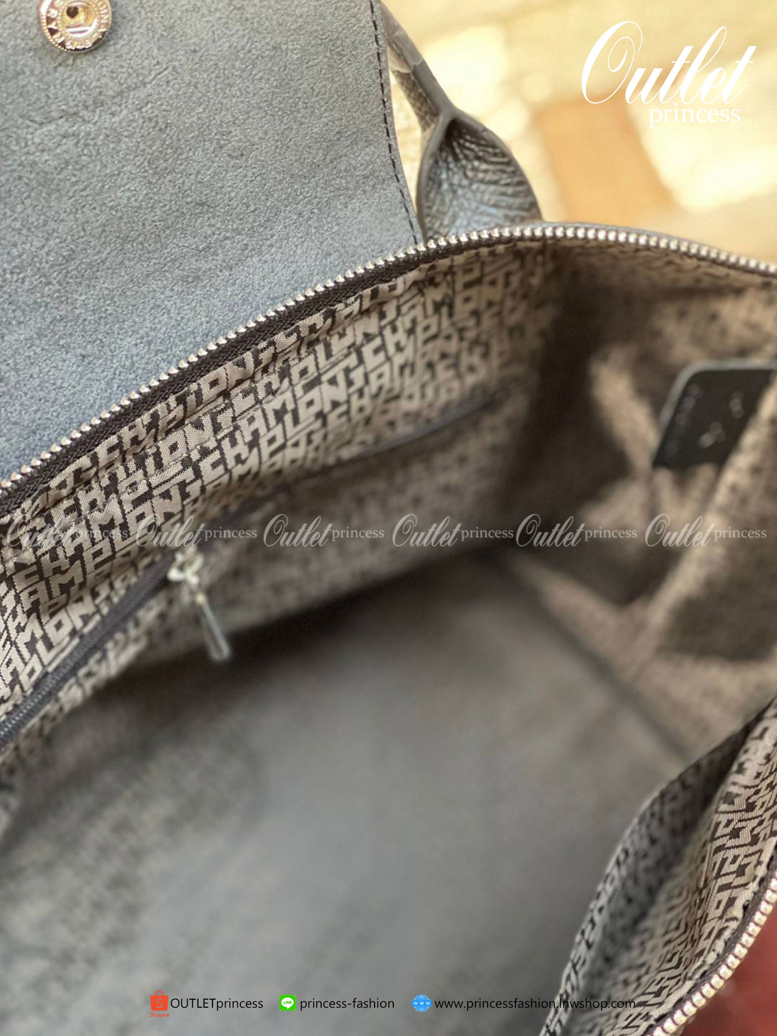 ของแท้ 100% LONGCHAMP LE PLIAGE CUIR MAKE A WISH TOP HANDLE BAG S Color: Greige