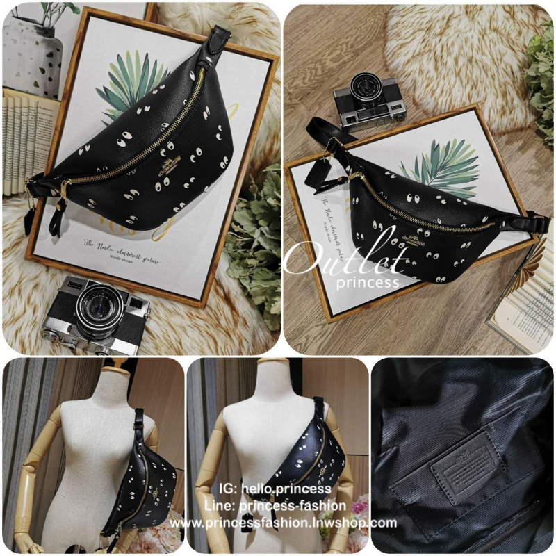 Coach Factory Belt Bag New in! กระเป๋าสะพาย คาดอก เอว วัสดุหนังเเกะสังเคราะห์ เนื้อหนา สวยอยู่ทรง อะไหล่ทอง ด้านหน้าประดับ logo brand ใส่ wallet กลาง ไม่เกิน 19 cm. มือถือได้ทุกรุ่น สายสะพายปรับได้ค่ะ