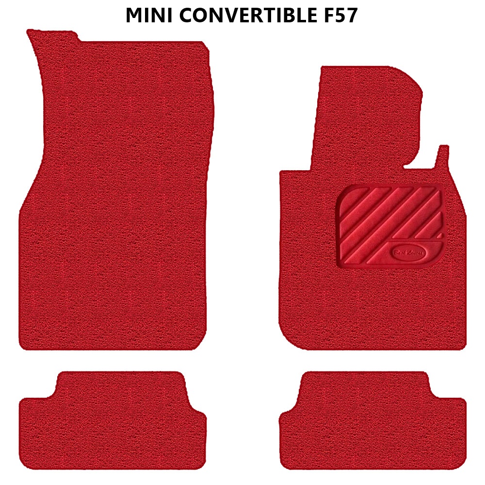 พรมไวนิลดักฝุ่น MINI CONVERTIBLE F57 2016 พรมดักฝุ่นในรถ มินิคูเปอร์ สีแดง เข้ารูป สวยงาม 4ชิ้น