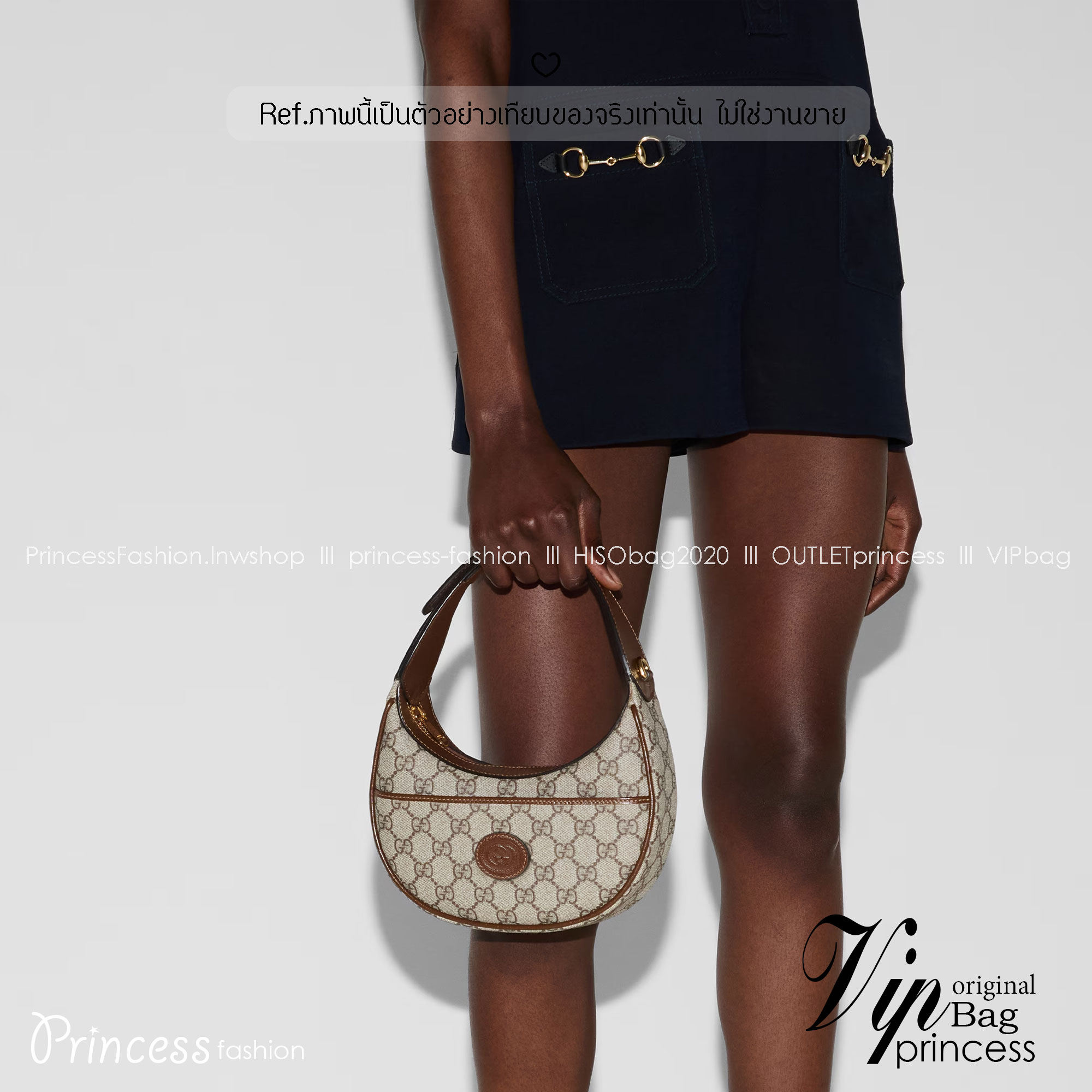 GUCCI half-moon Ophidia mini shoulder bag กระเป๋าสะพายไหล่รูปทรงพระจันทร์เสี้ยว Canvas GG Supreme กระเป๋าขนาดมินิให้ความรู้สึกย้อนยุคอันโดดเด่น สไตส์วินเทจ