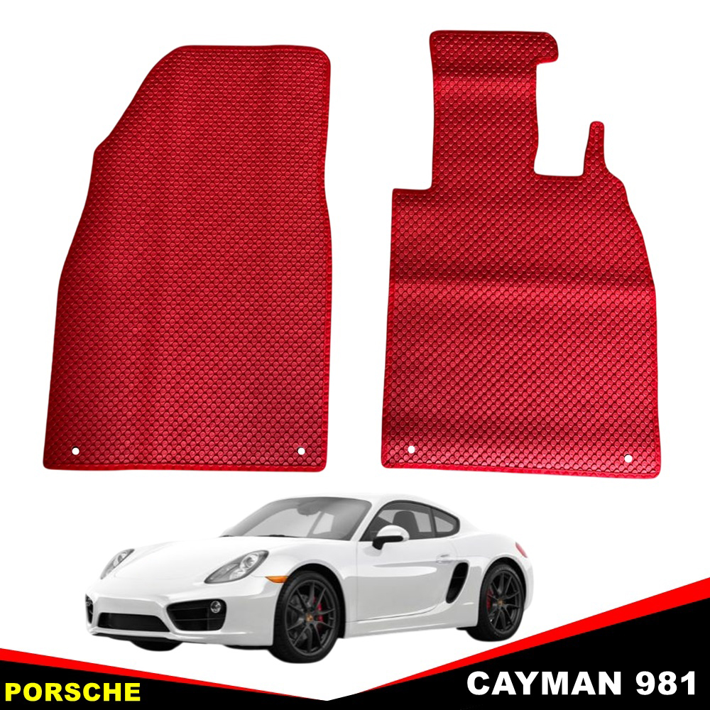 ยางปูพื้นเข้ารูปรถ Porsche Cayman 981 ปี2013-2016 ลายกระดุมเม็ดเล็ก PVC เนี้ยบ สวย ทน ครบคู่หน้า 2ชิ้น