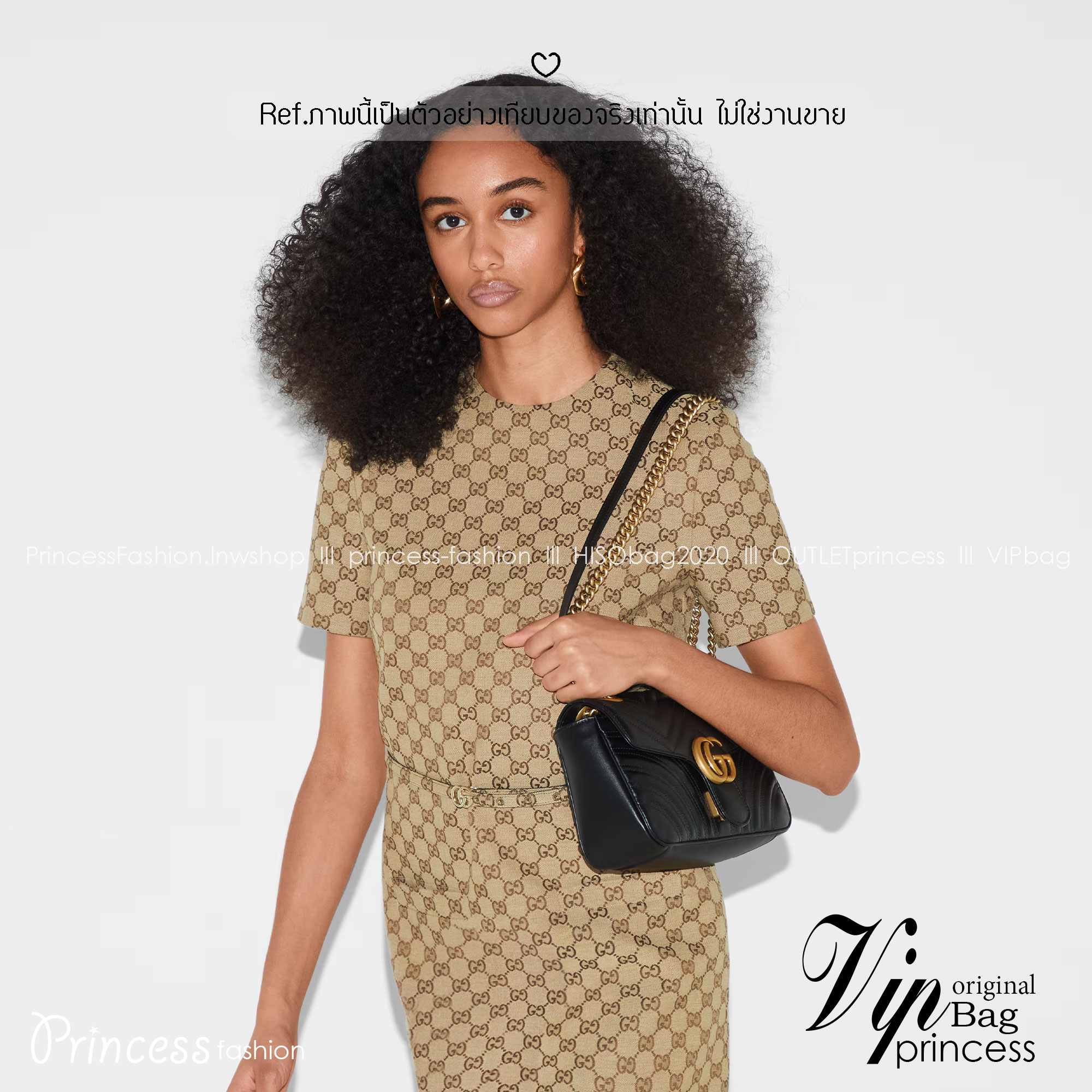 GUCCI GG Marmont shoulder bag กระเป๋าสะพายข้างรุ่นคลาสสิค สะพายขับผิว ดูแพง อัพลุคได้สบายๆ เปิด-ปิดด้วยตัวกดล็อคแน่นหนา ด้านหลังดีไซน์รูปหัวใจ