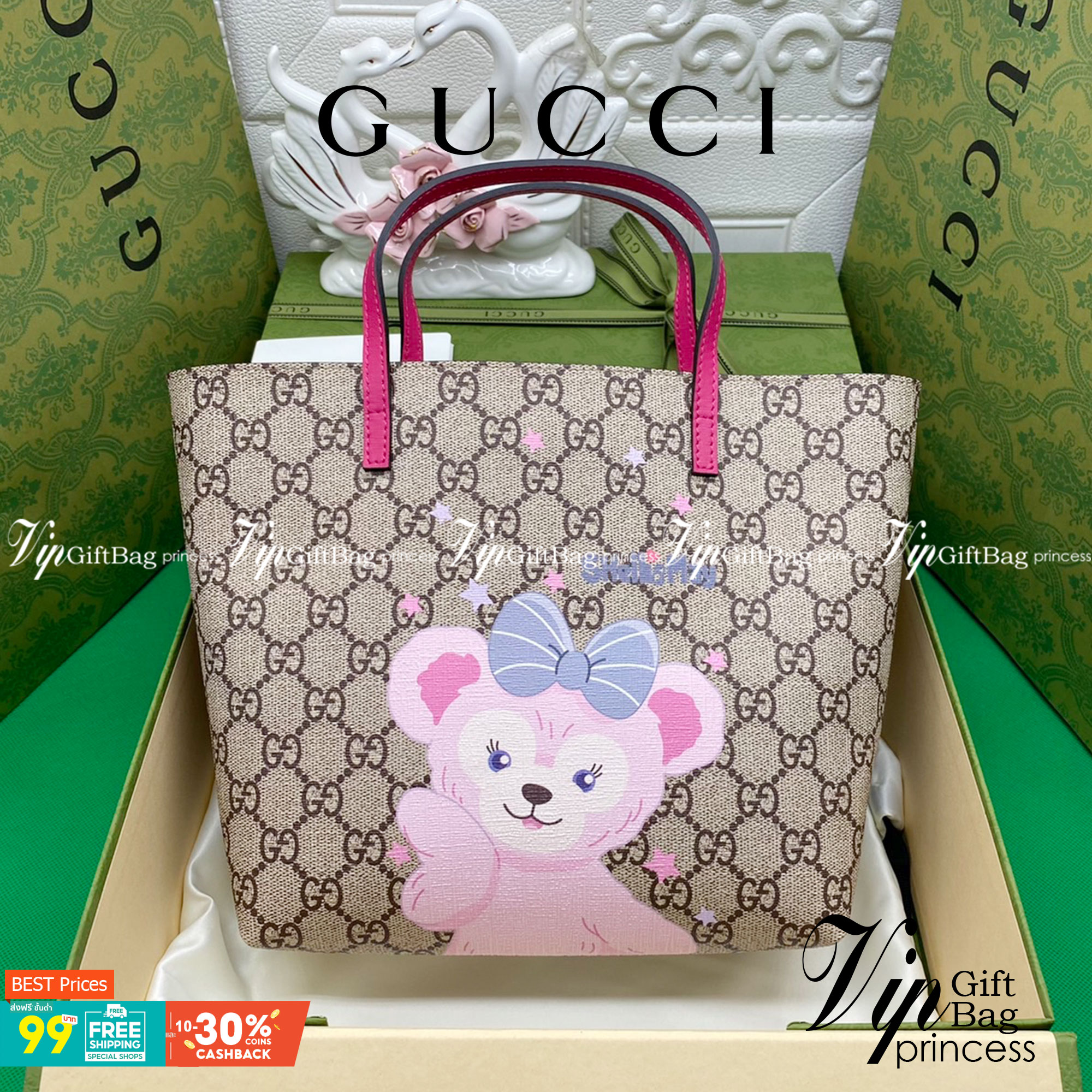 (รวมแบบ) หนังแท้ GUCCI Animal-Friendly Gucci Kid GG Supreme Tote Bag ลายใหม่น่ารักมากเลยค่าา งานหนังแท้ทรงตั้งสวย ขนาดกะทัดรัด จุของได้เยอะ ใช้ได้ทั้งเด็กและผู้ใหญ่ น่ารักมากค่ะ