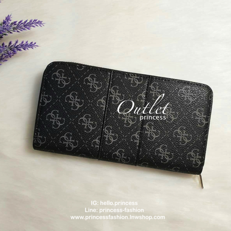 GUESS FACTORY WOMEN'S ZIP AROUND LONG WALLET กระเป๋าสตางค์หนังทรงซิปรอบพิมพ์ลายแบรนด์ ด้านหน้าติดโลโก้แบรนด์ ภายในมีช่องใส่ธนบัตร ช่องใส่บัตรหลายช่องและช่องซิปกลางใส่เหรียญ มีให้เลือกถึง 4 สี สวยคุ้ม น่าใช้มากๆค่า