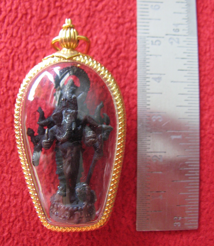 สินค้าหมดค่ะ พระพิฆเนศ5เศียร10กร เนื้อทองแดงรมดำ เลี่ยมทองไมครอน วัดใหญ่ชัยมงคล จ.พระนครศรีอยุธยาค่ะ