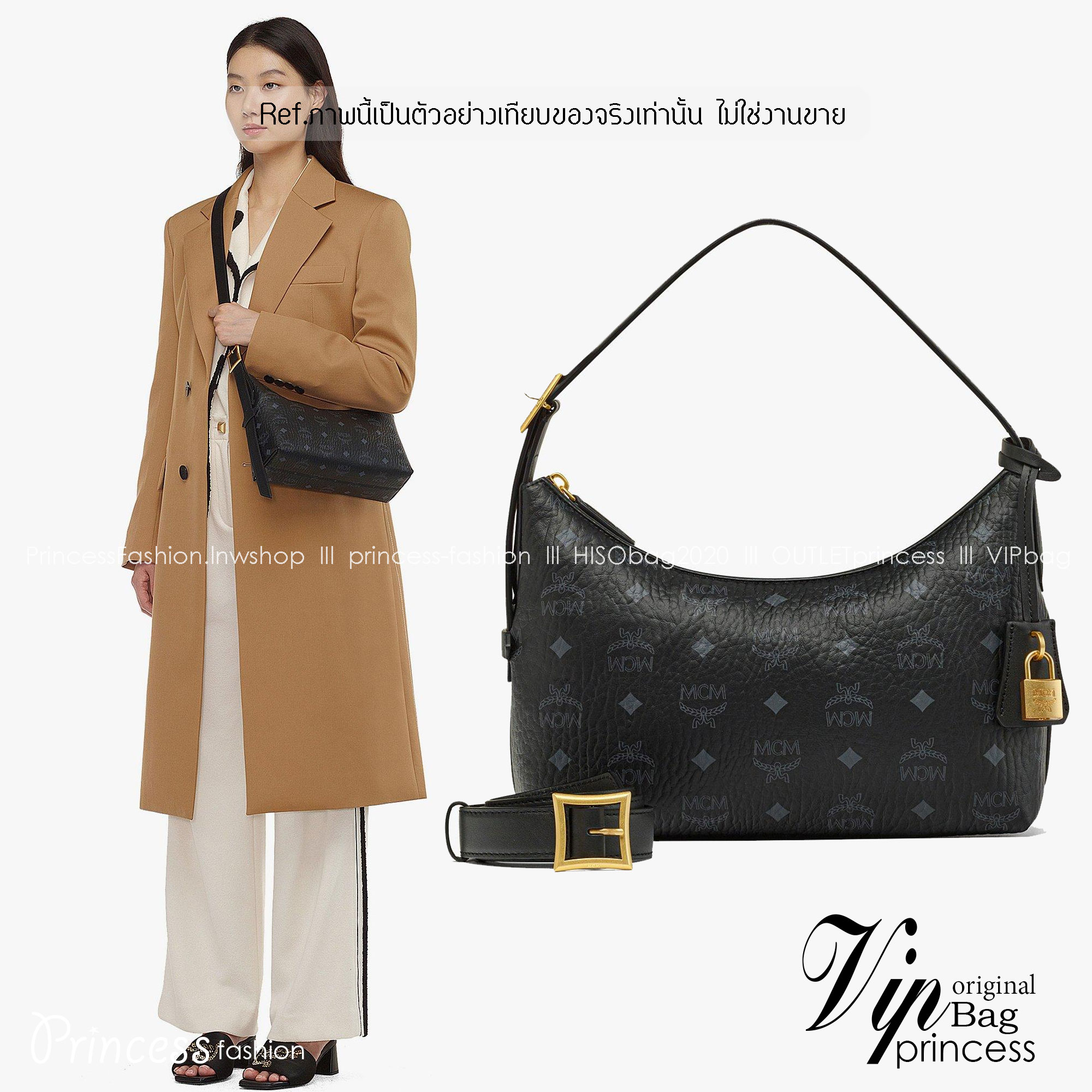 M.C.M Aren Hobo Bag in Visetos กระเป๋าสะพายทรงโฮโบ คลาสสิกทันสมัย เกรดท็อปออริ 1:1 สลับแท้ ใช้งานต่างประเทศได้
