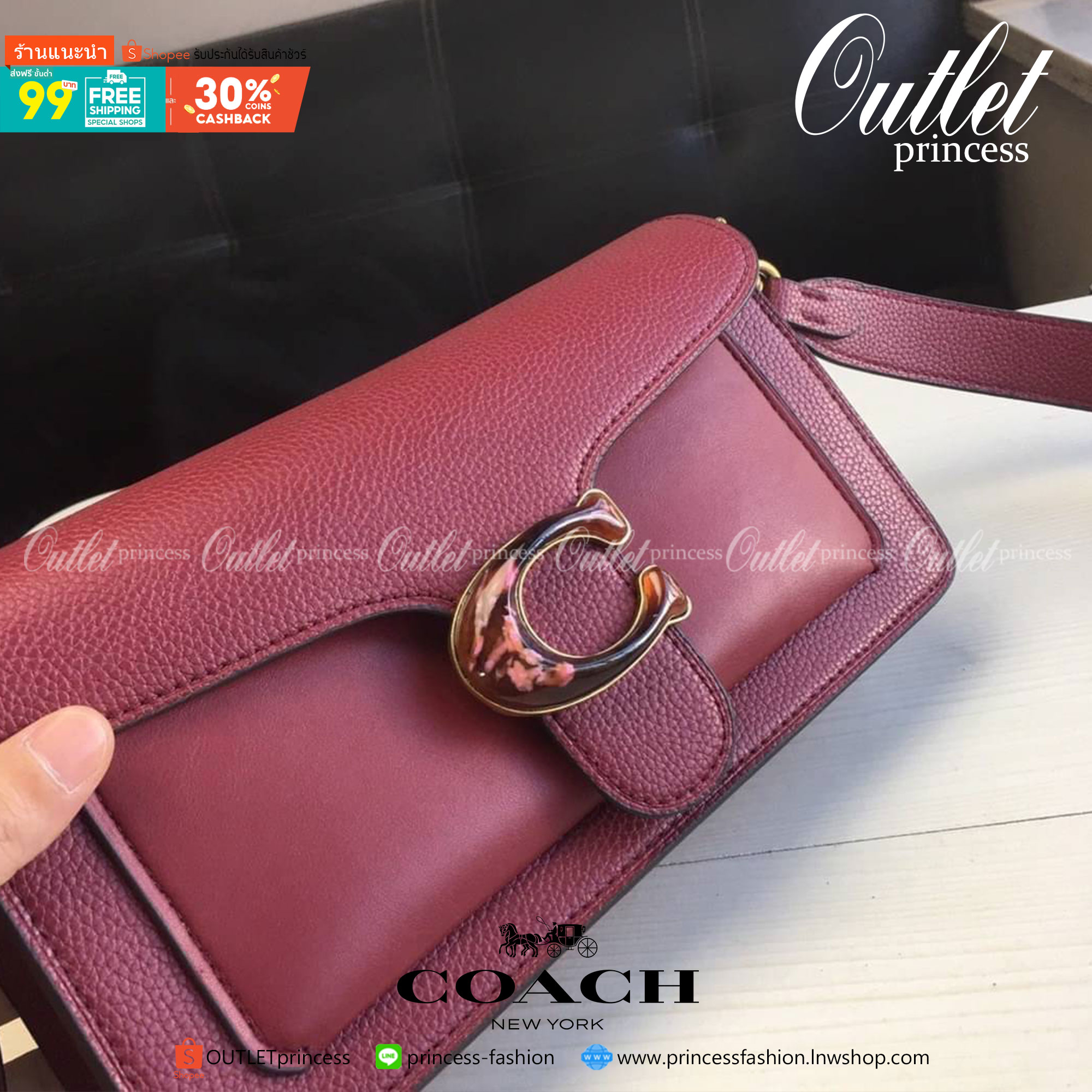 ของแท้ 💯% COACH Coach tabby convenience shoulder bag crossbody Product Details Polished pebble leather Inside zip and multifunction pockets Snap closure, fabric lining Outside slip pocket
