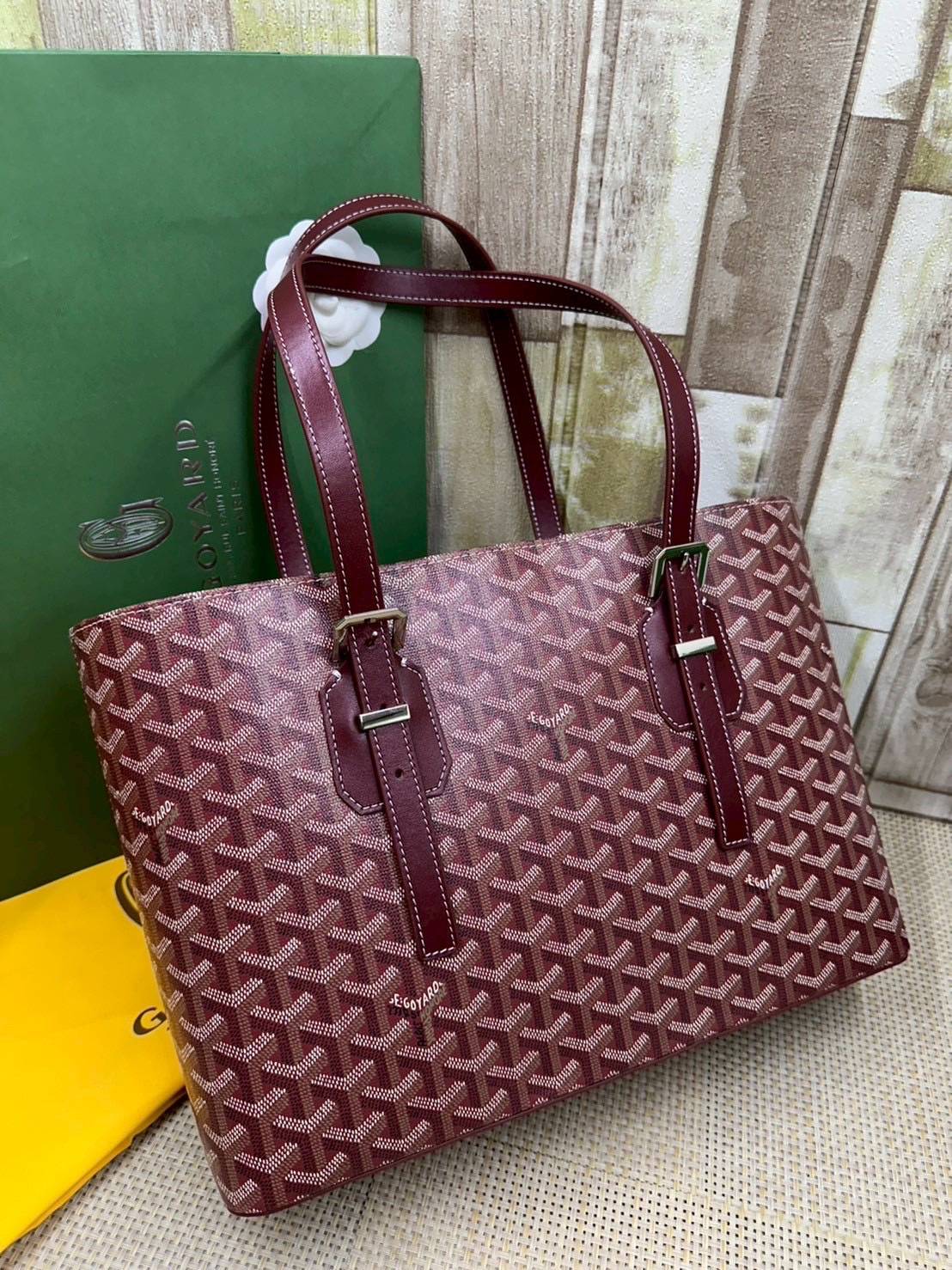 7 สี ORI หนังแท้ | GOYARD Goyardine Sac Marie Galante 35cm / Goyard Tote Bag กระเป๋าสะพายทรงโท้ท พร้อมหูจับใช้งานง่าย ภายในโล่งกว้าง หรูหราลงตัว