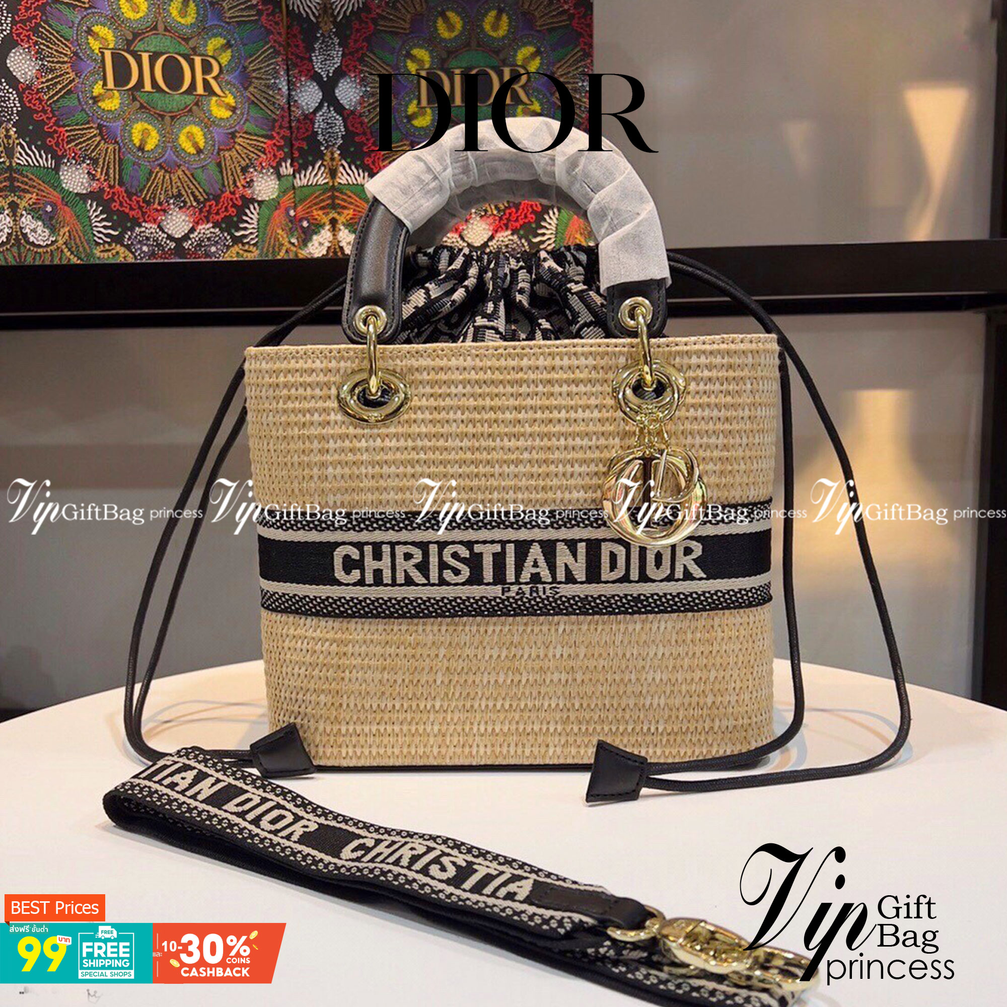 Lady Dior limited edition Bag DIOR WOMEN MEDIUM LADY D-LITE BAG กระเป๋า Lady D-Lite ผสมผสานความสง่างามและคลาสสิก