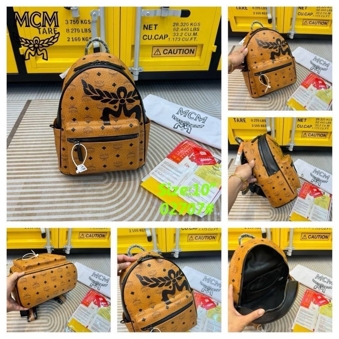 ORI | M.C.M Small Stark Mega Laurel Visetos Backpack กระเป๋าเป้คอลใหม่ไซส์เล็ก ดีไซน์โลโก้ด้านหน้าสวยหรูโดดเด่น Best seller Unisex ของงานเป้จริงๆ ใช้ได้ทั้งหนุ่มๆและสาวๆ