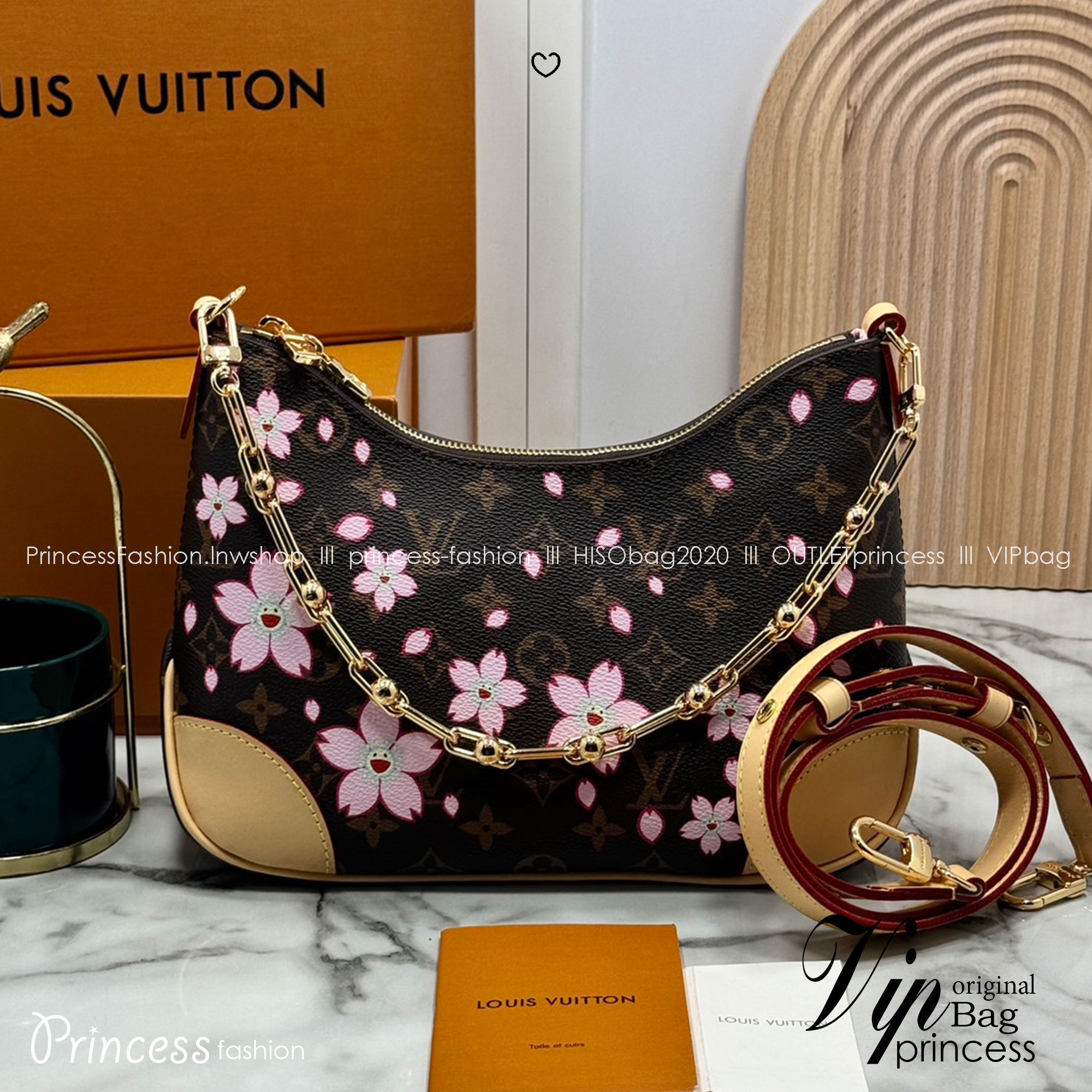 TOP ORI หนังแท้ | เกรดดีสุด LV x TM Boulogne PM Cherry Blossom bag กระเป๋าสะพาย ดีไซน์คลาสสิครุ่นสุดปัง ปรับลุคให้มีชีวิตชีวาด้วยลายดอกไม้เชอรี่บลอสซั่ม คอลใหม่สุดเอ็กซ์คลูซีฟ