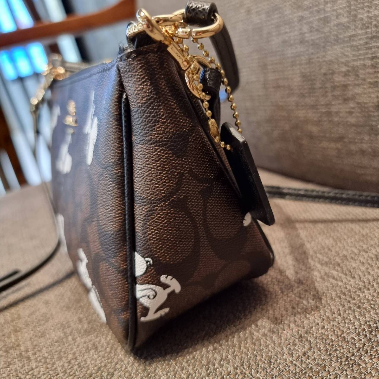 COACH F36674 TOP HANDLE POUCH IN SIGNATURE WITH SNOOPY PRINT คอลเลคชั่นใหม่ ในสไตล์พอช มาให้ช้อปก่อนใครในไทยจ้า น่ารักน่าใช้ไปอีกกับกระเป๋าสะพายทรงฮิตตลอดกาล ด้วยดีไซน์ที่ออกมาให้ใช้งานได้ง่าย ขนาดกำลังเหมาะ วัสดุแคนวาสทนทาน ดีไปหมดขนาดนี้!! คุณลูกค้าถึงส