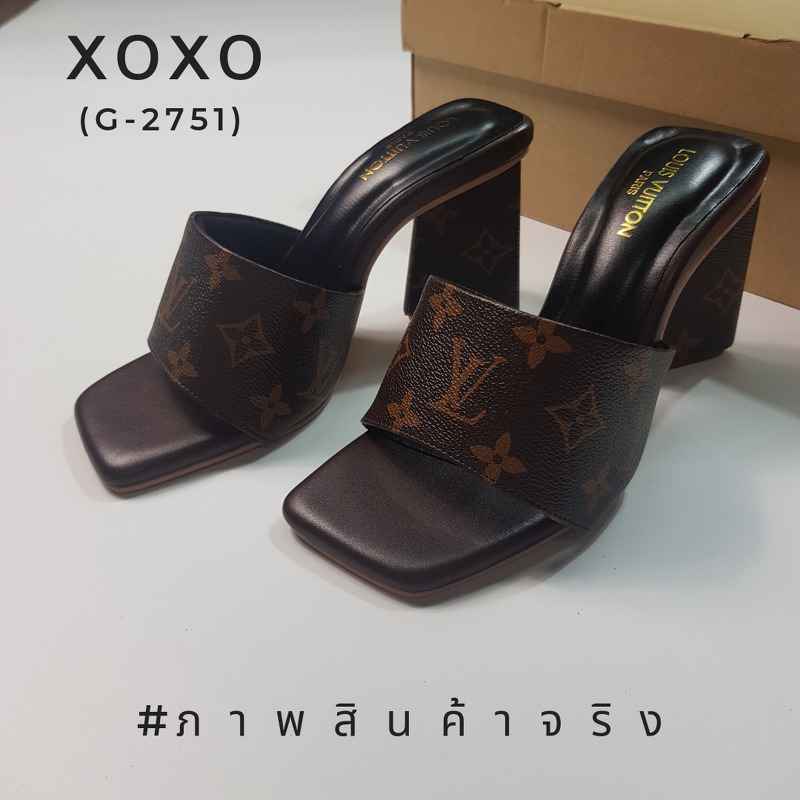 Louis Vuitton Thick Low Heel Shoes งานสวม LV สวย หรู ส้นสามเหลี่ยม เก๋ๆ สวมใส่ง่ายใช้งานไม่เมื่อย แมทส์ชุเง่าย น้ำหนักเบา