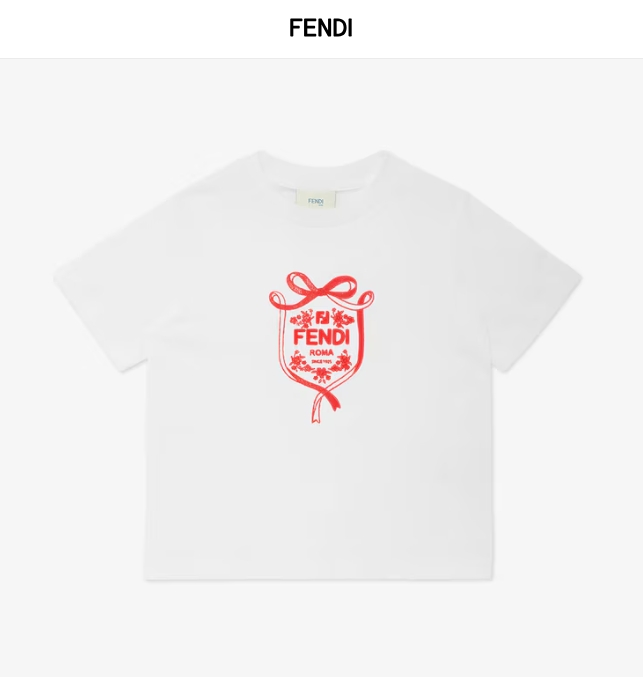 สลับแท้ เกรดเทพ Size 90-150 เสื้อผ้าเด็กแบรนด์เนม FENDI Jersey junior T-shirt + Junior Skirt Poplin งาน 1:1 เซตงานเสื้อยืดขาวกับกระโปรงลายผ้าชนะเลิศ เนื้อผ้าการันตีความพรีเมียม