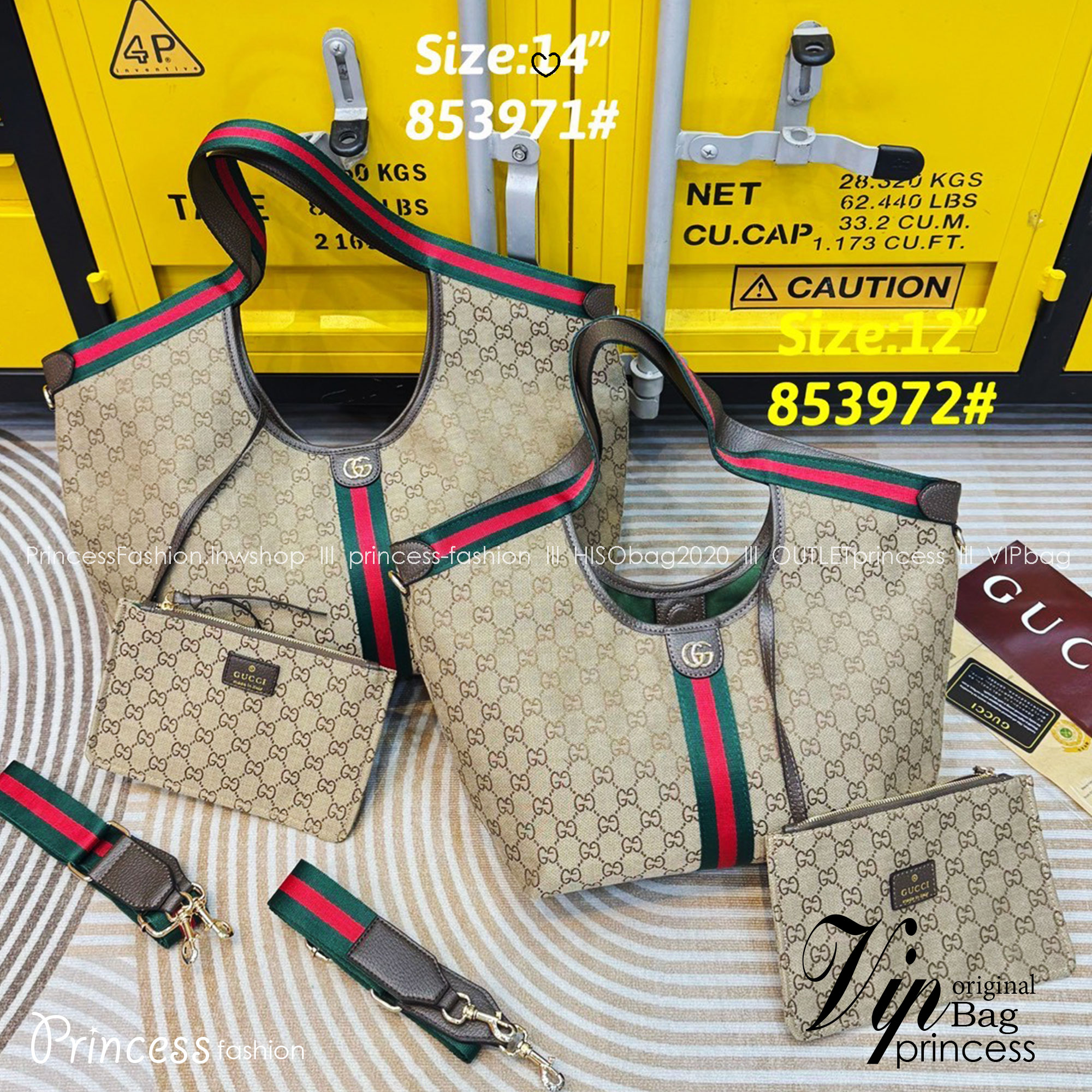 Gucci Giglio Large tote bag กระเป๋าทรงสะพายทรงโท้ทใบใหญ่ ดีไซน์ใหม่ล่าสุด สวยหรู่เท่มาก มาพร้อมใบเล็กเข้าเซ็ท พร้อมสายสะพายยาวเขียวแดงเป็นเอกลักษณ์ ภายในโล่งกว้าง