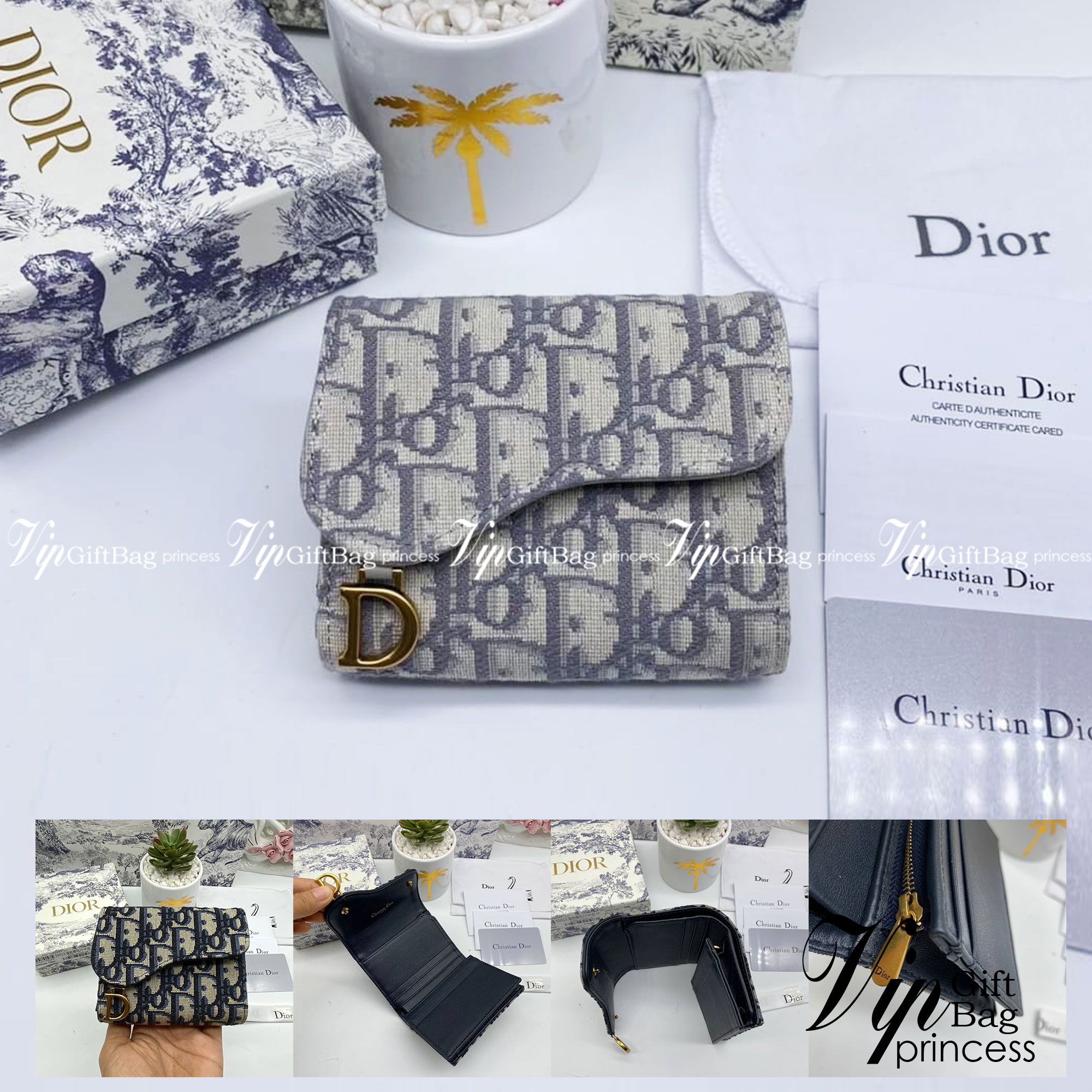 ORI 🥂 DIOR Wallet Saddle Lotus / Dior tri-fold wallet เกรดออริจินอล กระเป๋าสตางค์ 3 พับ วัสดุหนังแท้ และผ้า Jacquard อย่างดี ทอสวยงามที่สุด มีช่องใส่เหรียญมีซิปปิด ใส่การ์ด ใส่ธนบัตรได้ ครบเลยค่ะ ผสมผสานความสง่างามและคลาสสิกที่เข้ากับยุคสมัย ด้านห