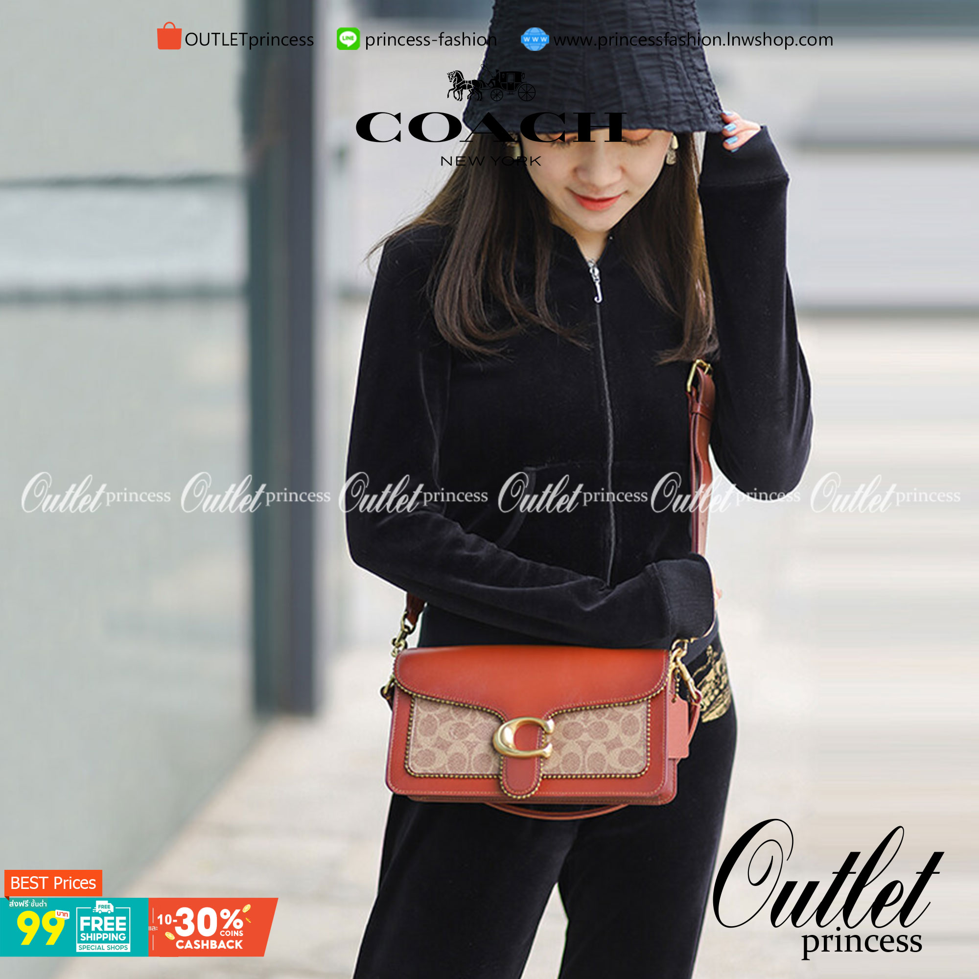 COACH TABBY SHOULDER BAG 26 IN SIGNATURE CANVAS WITH BEADCHAIN (6793,91215) กระเป๋าสะพายไหล่ ดีไซน์วินเทจย้อนยุค สวยคมชัด คลาสสิคใช้ได้ทุกลุค วัสดุหนังแท้สลับหนังแคนวาสเคลือบลาย เปิด-ปิดด้วยแม่เหล็กในตัว รับรองแน่นหนา ด้านหลังมีช่องแยก ภายในเป็นช่องโล่ง ข