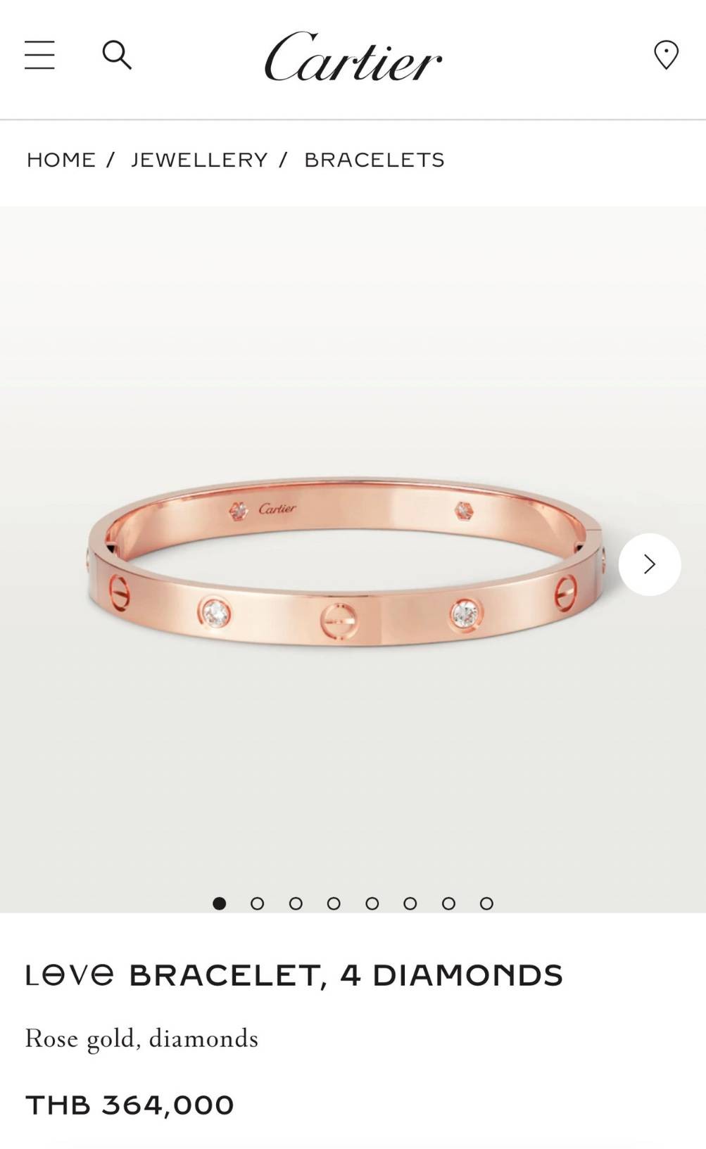 Cartier Love Bracelet, 4 diamonds กำไลข้อมือ Size 18 งานดีสุดเกรดออริจินิล วัสดุคุณภาพดี ไม่ลอกไม่ดำ กล่องใหญ่ตามแบบ งานปั้มครบตามรูปเลยค่ะ