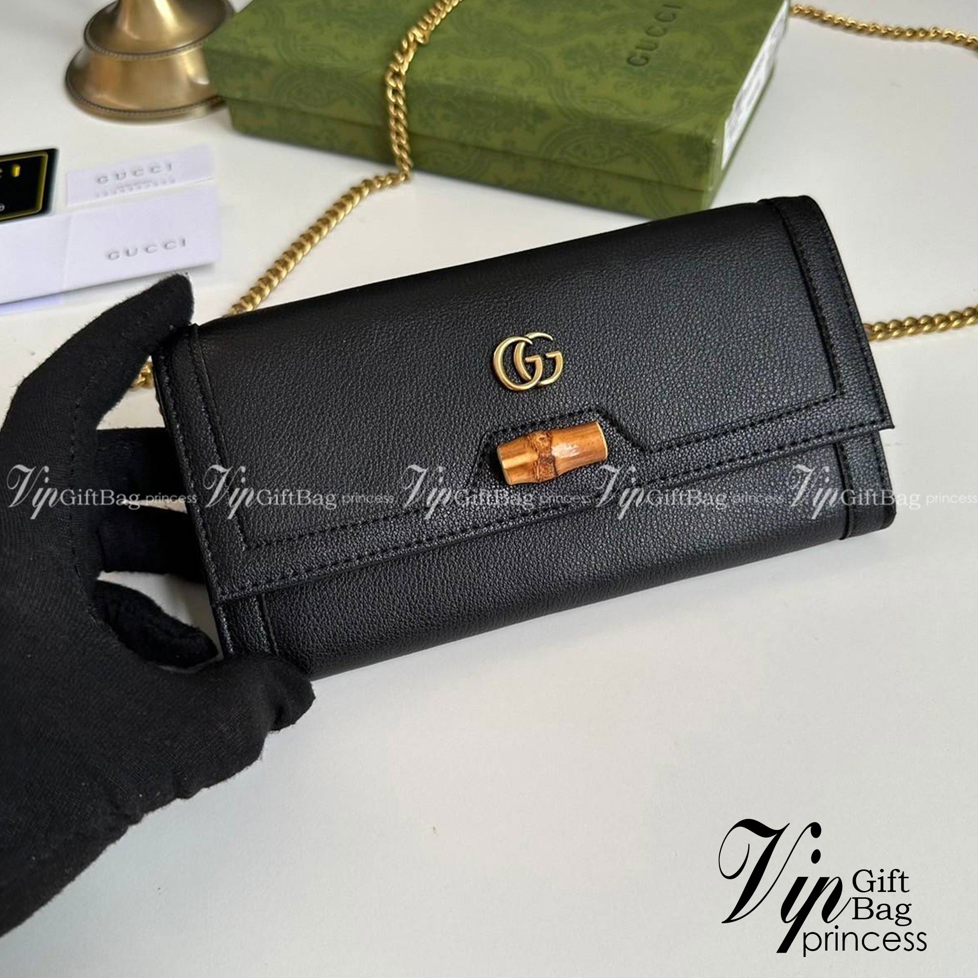 Gucci Diana chain wallet with bamboo / Gucci wallet Double G เกรดออริจินอล กระเป๋าสตางค์กุชชี่พร้อมสายโซ่ ภาพถ่ายจากงานขายจริง ใช้งานต่างประเทศได้