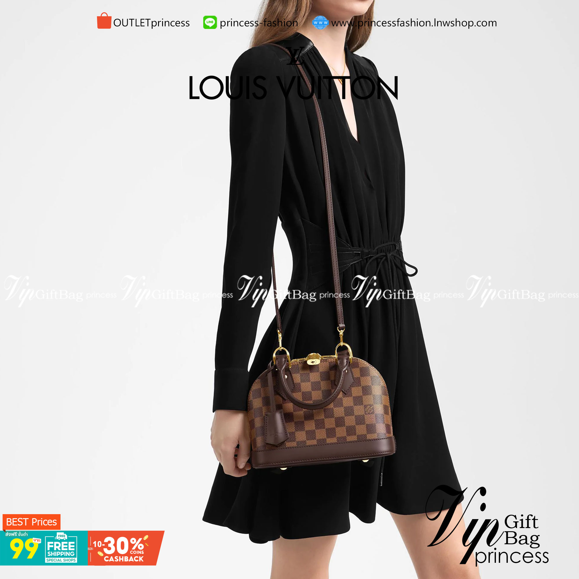 VIP 】หนังแท้ LOUIS VUITTON ALMA BB