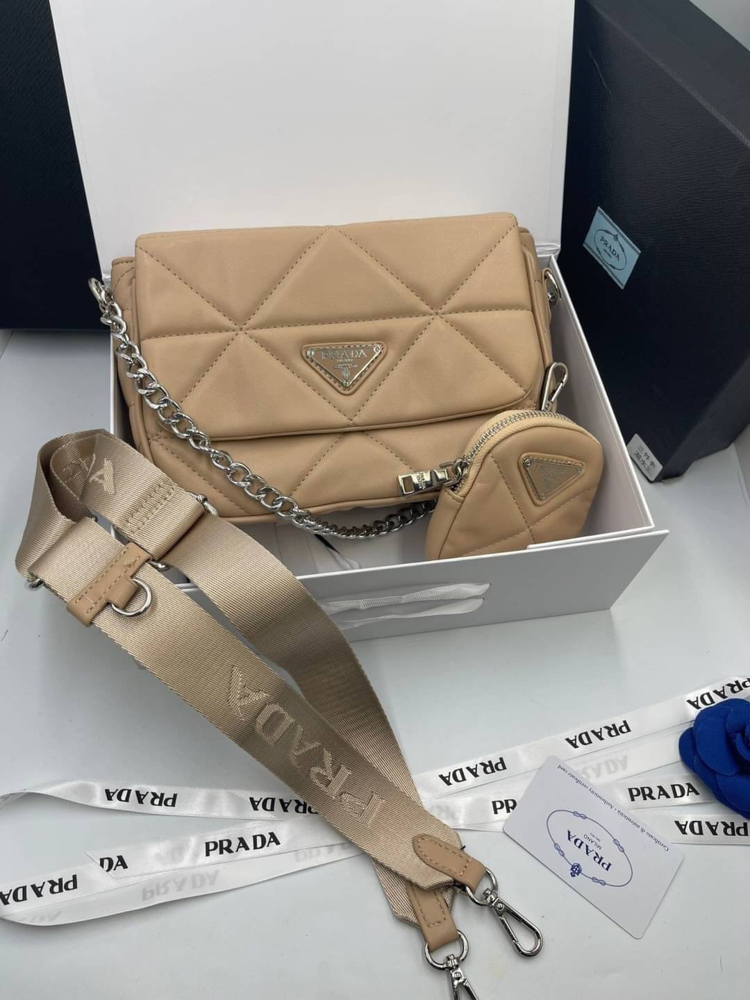 VIP 】PRADA System nappa leather patchwork bag หนังแท้ พร้อมส่งที่ไทย 6 สี