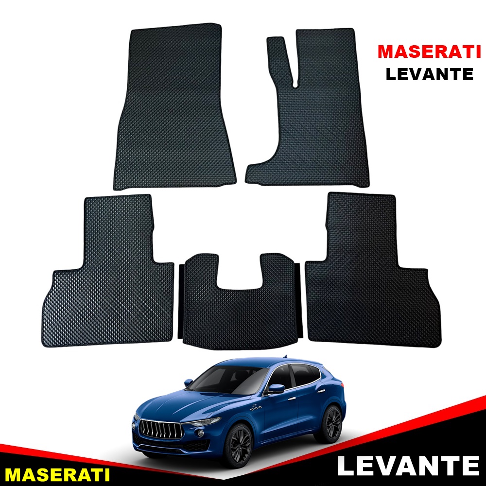 ยางปูพื้นรถยนต์ MASERATI LEVANTE 2021 พรมกระดุม มาเซอร์ราติ เลอวานเต้ สีดำ เข้ารูป ในรถ 5ชิ้น