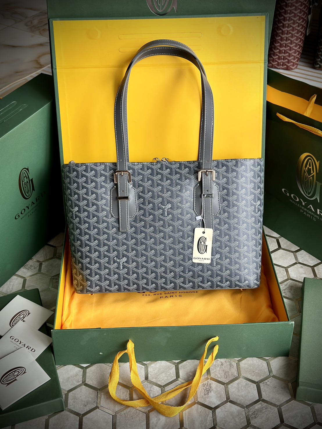 GOYARD Goyardine Sac Marie Galante MM / GOYARD Tote Bag กระเป๋าทรงโท้ทจุของได้เยอะ งานสวยเนี๊ยบ เกรดออริ สลับแท้ 1:1 ใช้ต่างประเทศได้