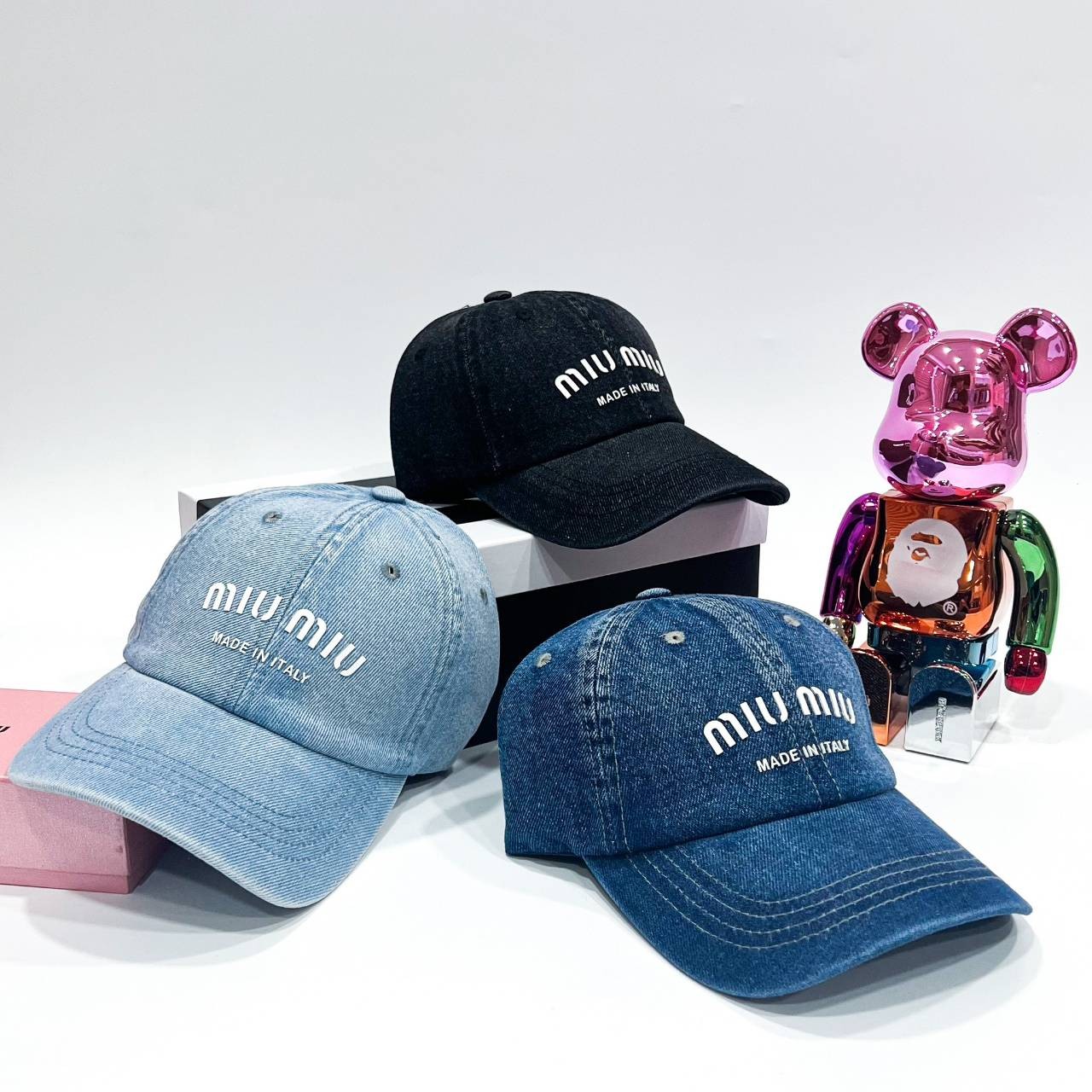 MIU MIU Denim baseball cap / MIU MIU Cap "ของมันต้องมี" หมวกงานคุณภาพที่สุด เกรดท็อปออริ เดนิมสุดคลาสสิก ใช้งานต่างประเทศได้