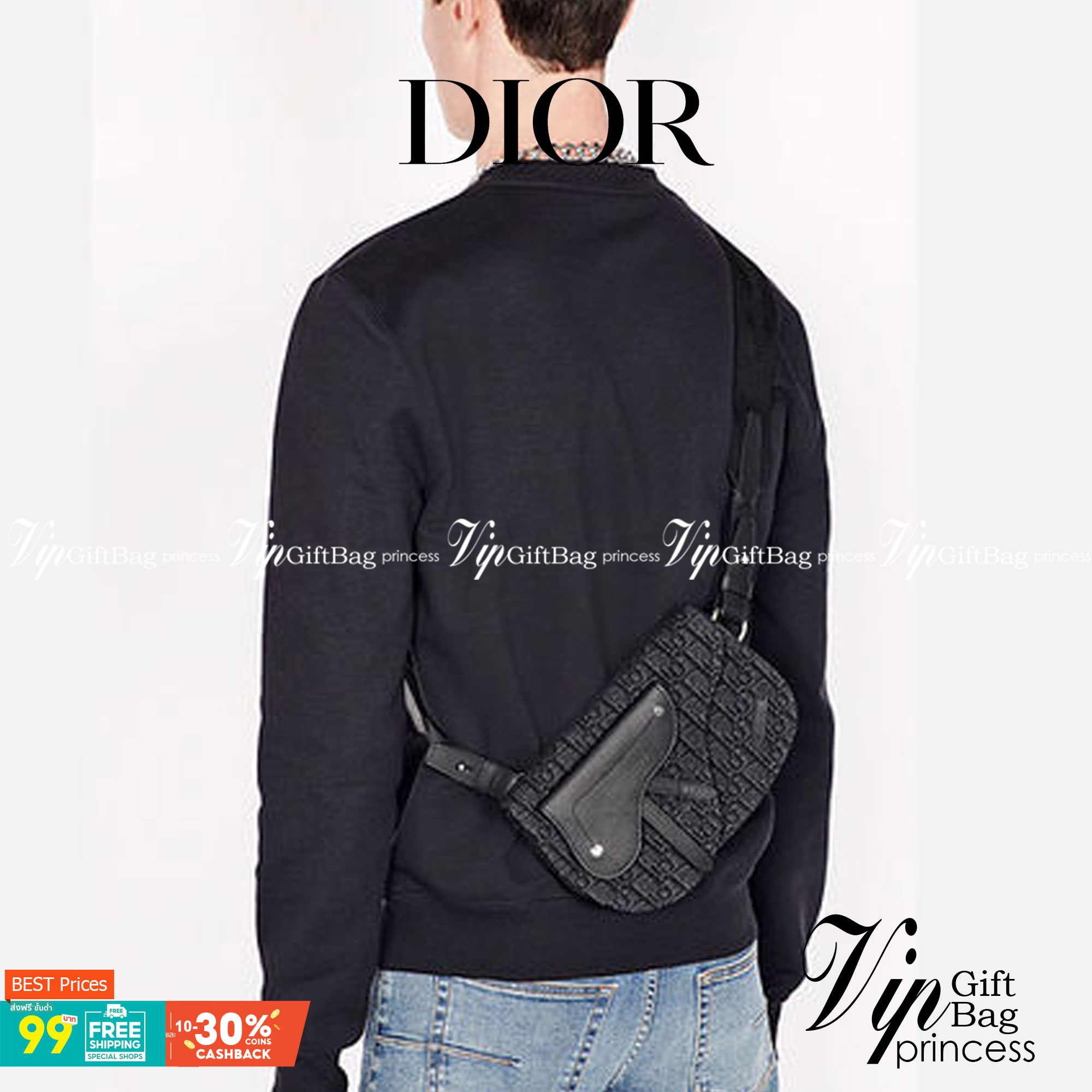 หนังแท้ CHRISTIAN DIOR SADDLE POUCH Black Grained Calfskin / DIOR SADDLE MESSENGER BAG พร้อมส่งที่ไทย กระเป๋า Saddle pouch คู่ใจขนาดกะทัดรัดและเหมาะสำหรับใช้ในชีวิตประจำวัน สีดำคลาสสิก เกรดออริจินอลหนังแท้ทั้งใบ ภาพสินค้าถ่ายจากงานขายจริง ใช้งานต่างประเทศ