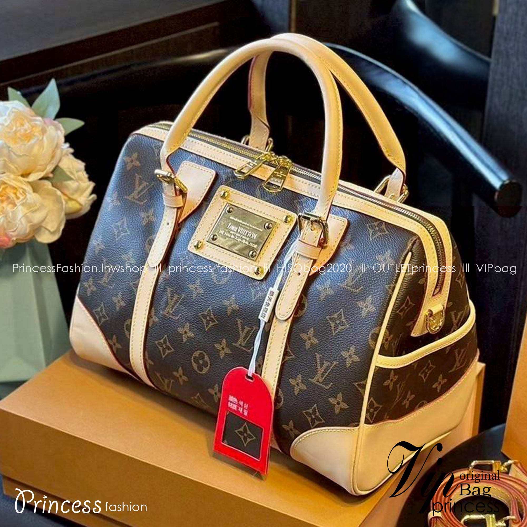 LV BOLSA BERKELEY MONOGRAM BAG กระเป๋าสะพายทรงหมอนดีไซน์วินเทจใบใหญ่ แต่งเพลทสีทองปั้มโลโก้ด้านหน้าสวยหรูโดดเด่น หูจับในตัวและสายคล้องไหล่ รูปทรงสวยตลอดกาล
