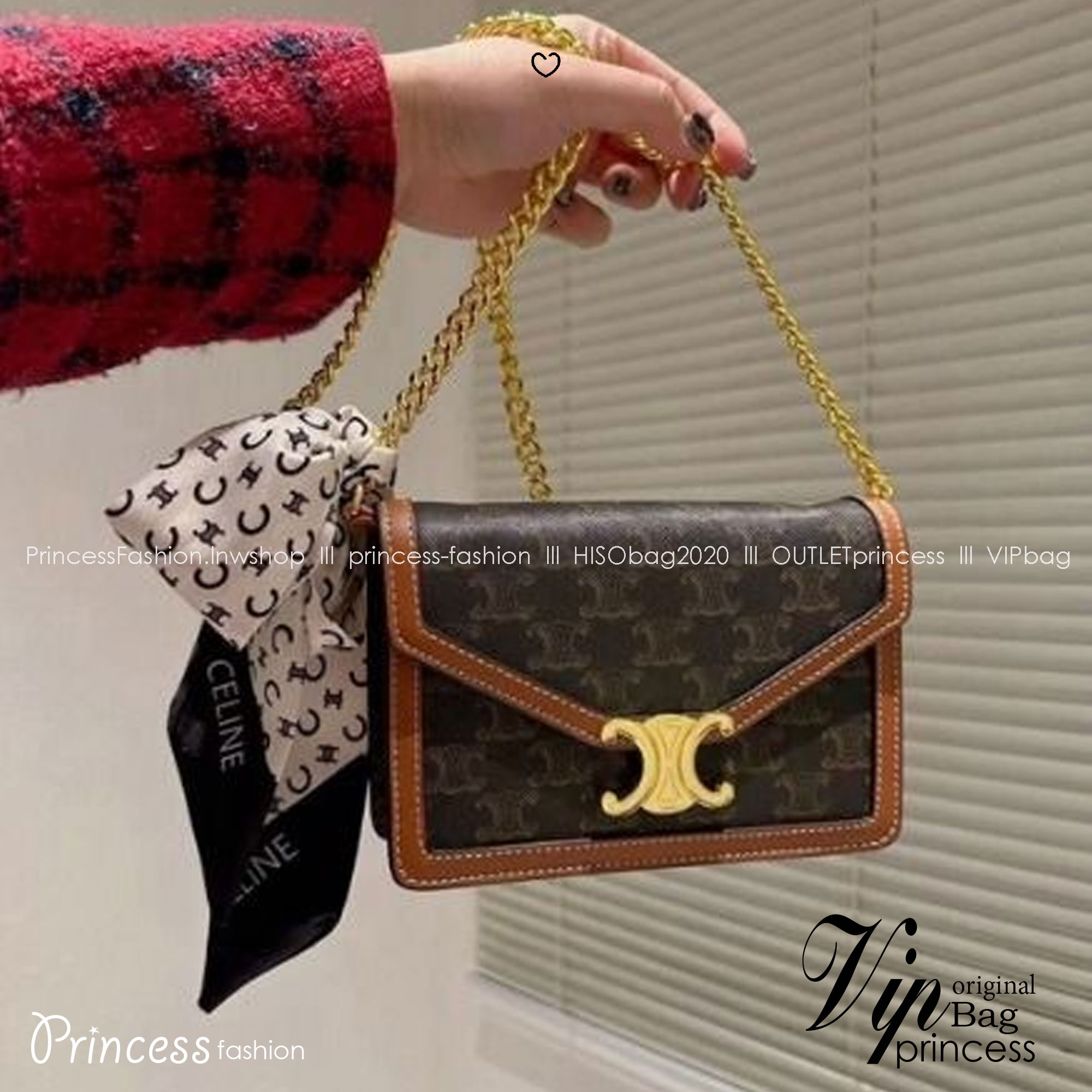 CELINE triomphe margo wallet on chain กระเป๋าสะพายสวยอยู่ทรงตั้งได้ รูปทรงย้อนยุคสไตล์วินเทจลัคชู ดีไซน์เอกลักษณ์ ขนาดกำลังดี