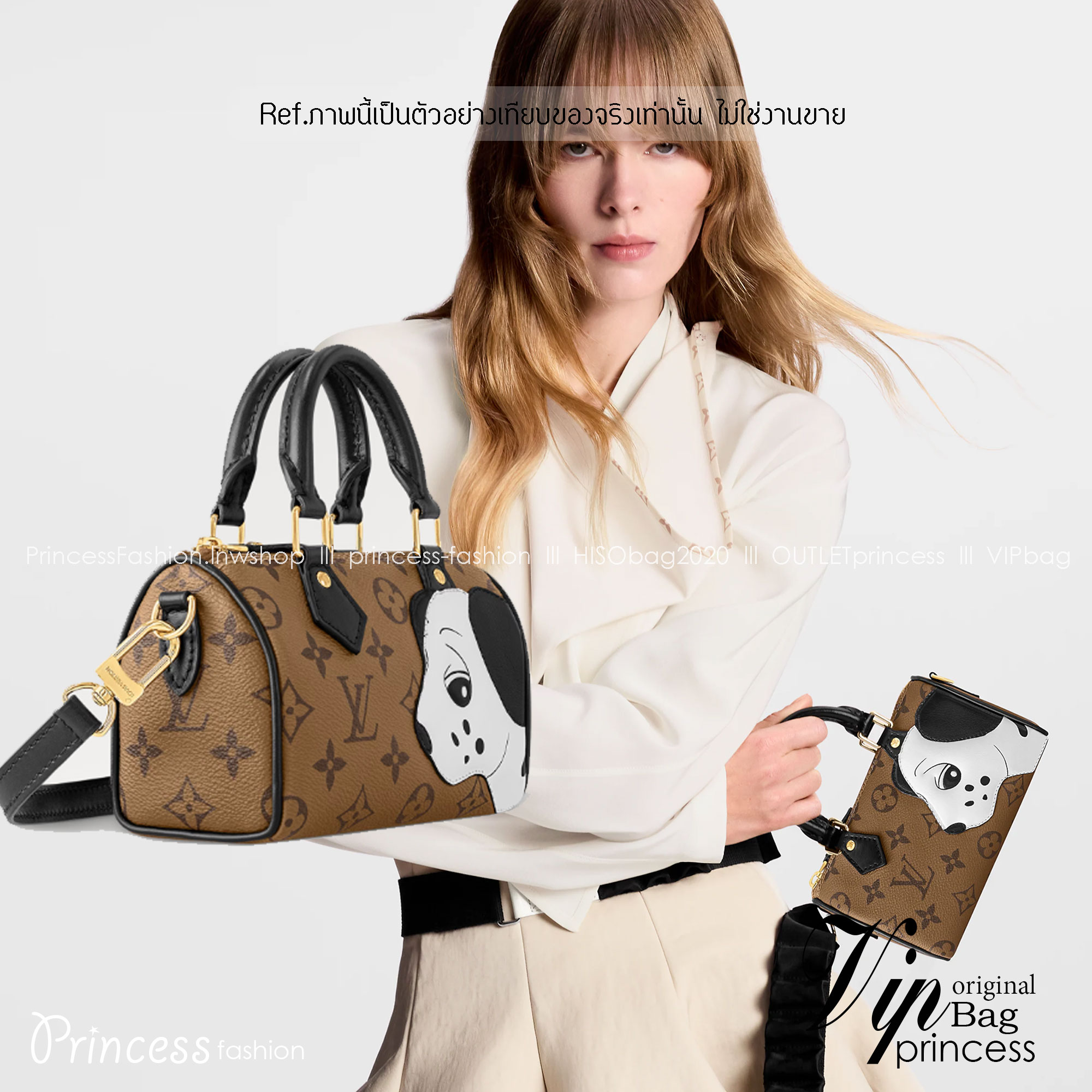 LV Nano Speedy Monogram Reverse Canvas Bag กระเป๋าสะพายใบเล็ก น้องหมารุ่นใหม่ cute dog เกรดออริ 1:1 ใช้งานต่างประเทศได้