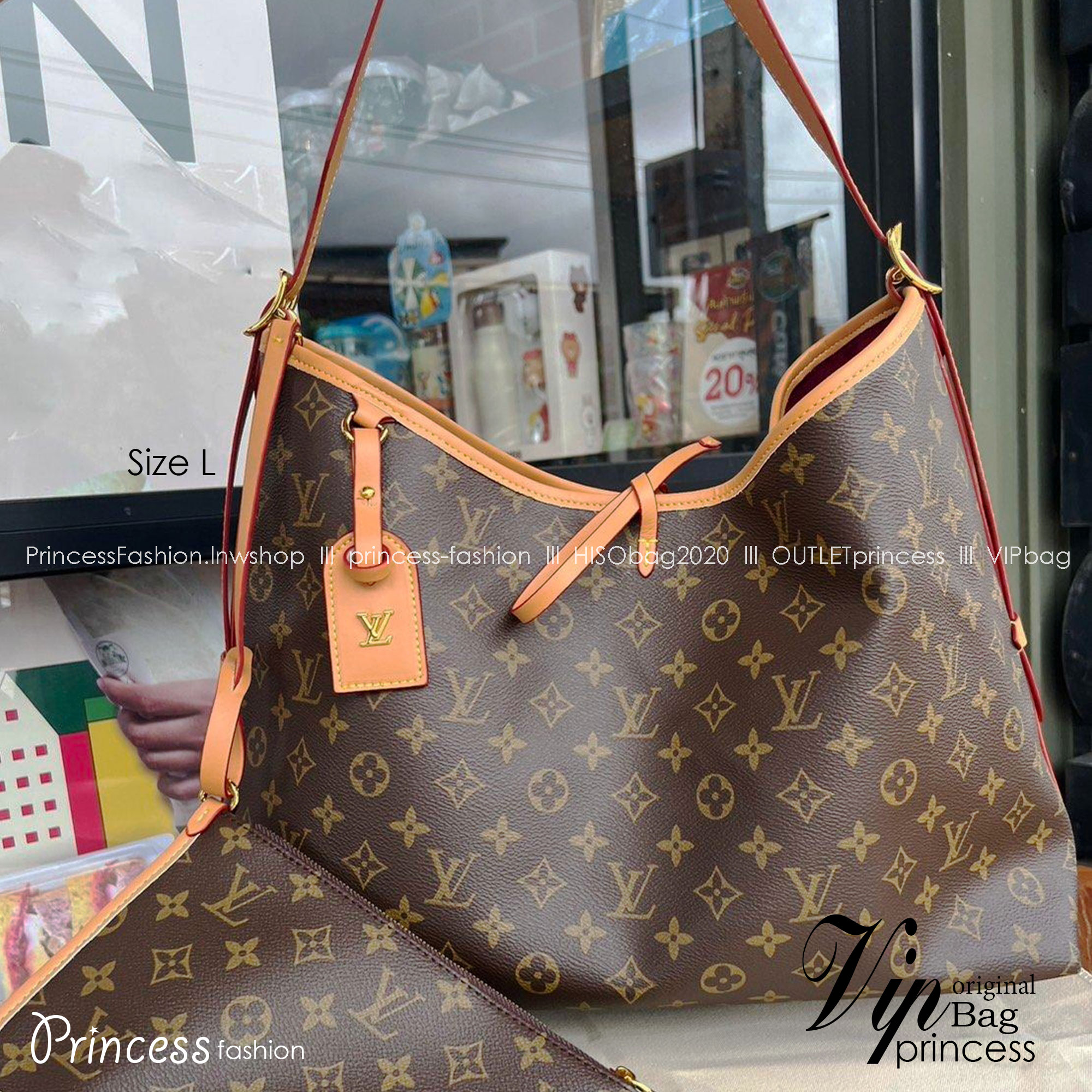 LV CarryAll MM handbag in Monogram / LV Tote Shopping Bag พร้อมส่ง กระเป๋าถือแคนวาสแต่งขอบหนังแคนวาสอย่างดี ผสานเสน่ห์สวยงามเข้ากับดีไซน์ที่รับกับสรีระให้คุณพกพาไปได้ทุกที่