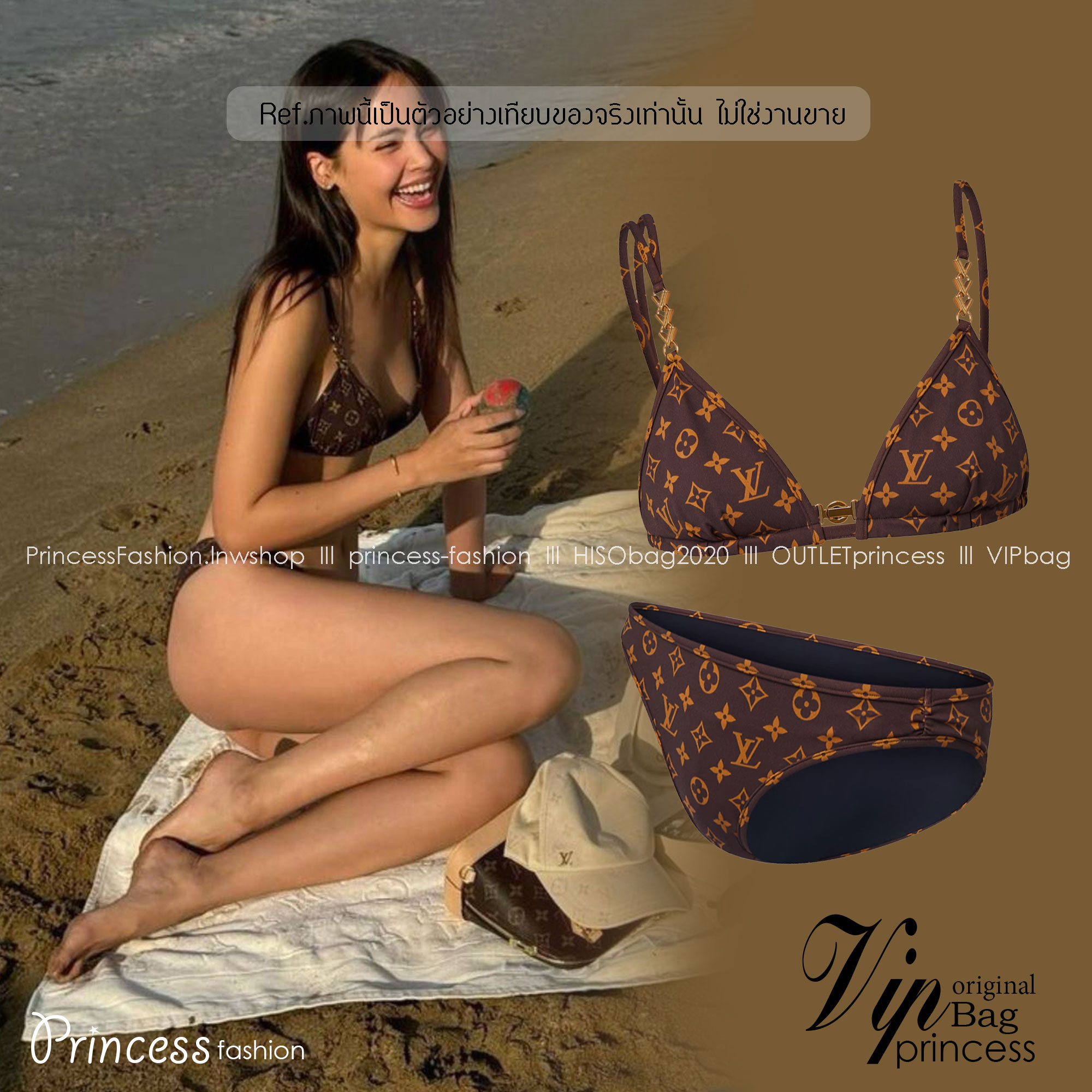 LV bikini con motivo Monogram / LV Graphic Monogram Bikini บิกีนี่ลาแบรนด์ ชุดว่ายน้ำญาญ่า เกรดออริ 1:1 ใช้งานต่างประเทศได้