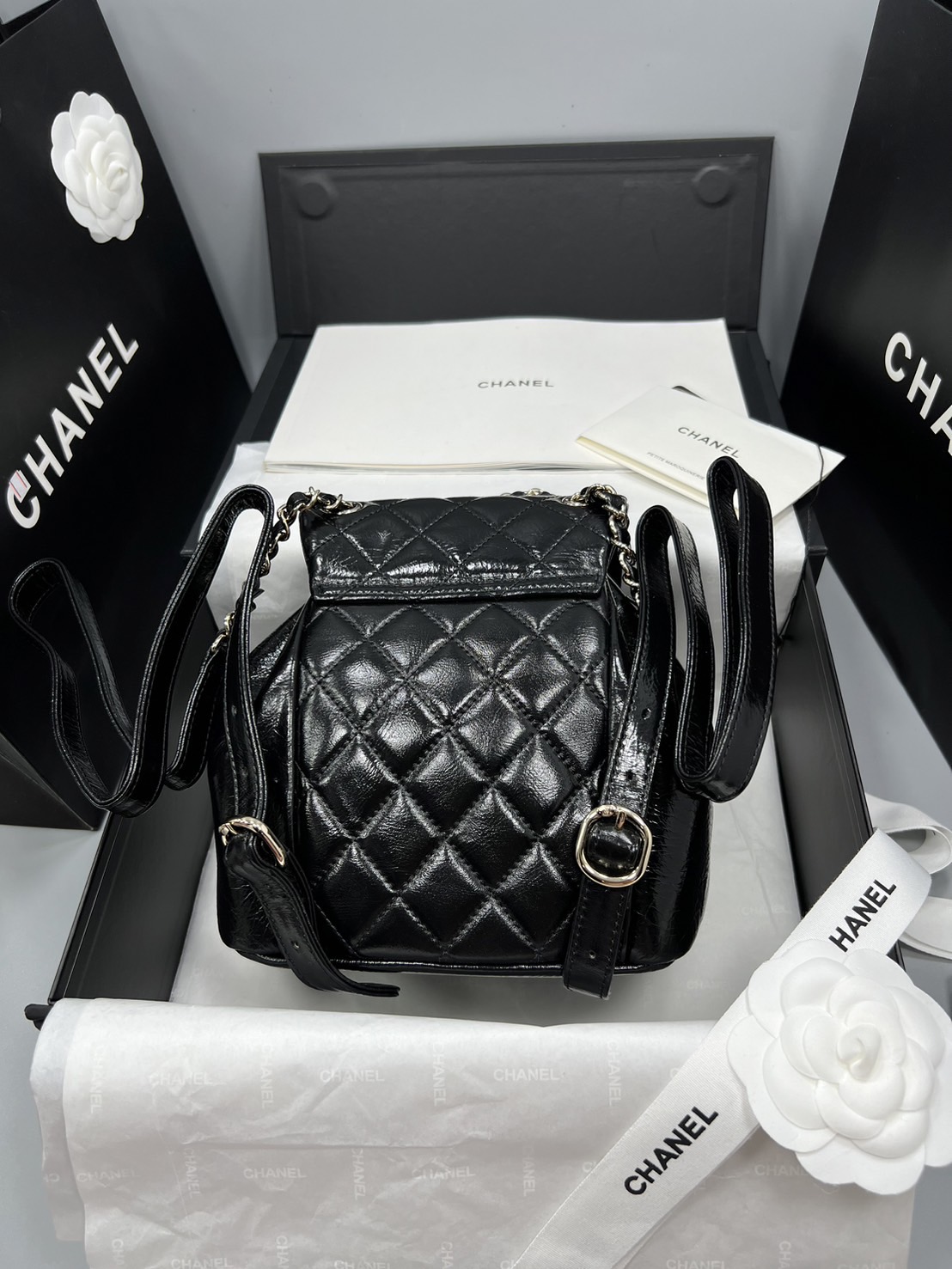 CHANEL MINI DUMA BACKPACK BLACK กระเป๋าเป้ไซส์มินิ รุ่นยอดนิยม เกรดออริ ท็อป สลับแท้ 1:1 ผ่านทุก ตม ใช้งานต่างประเทศได้