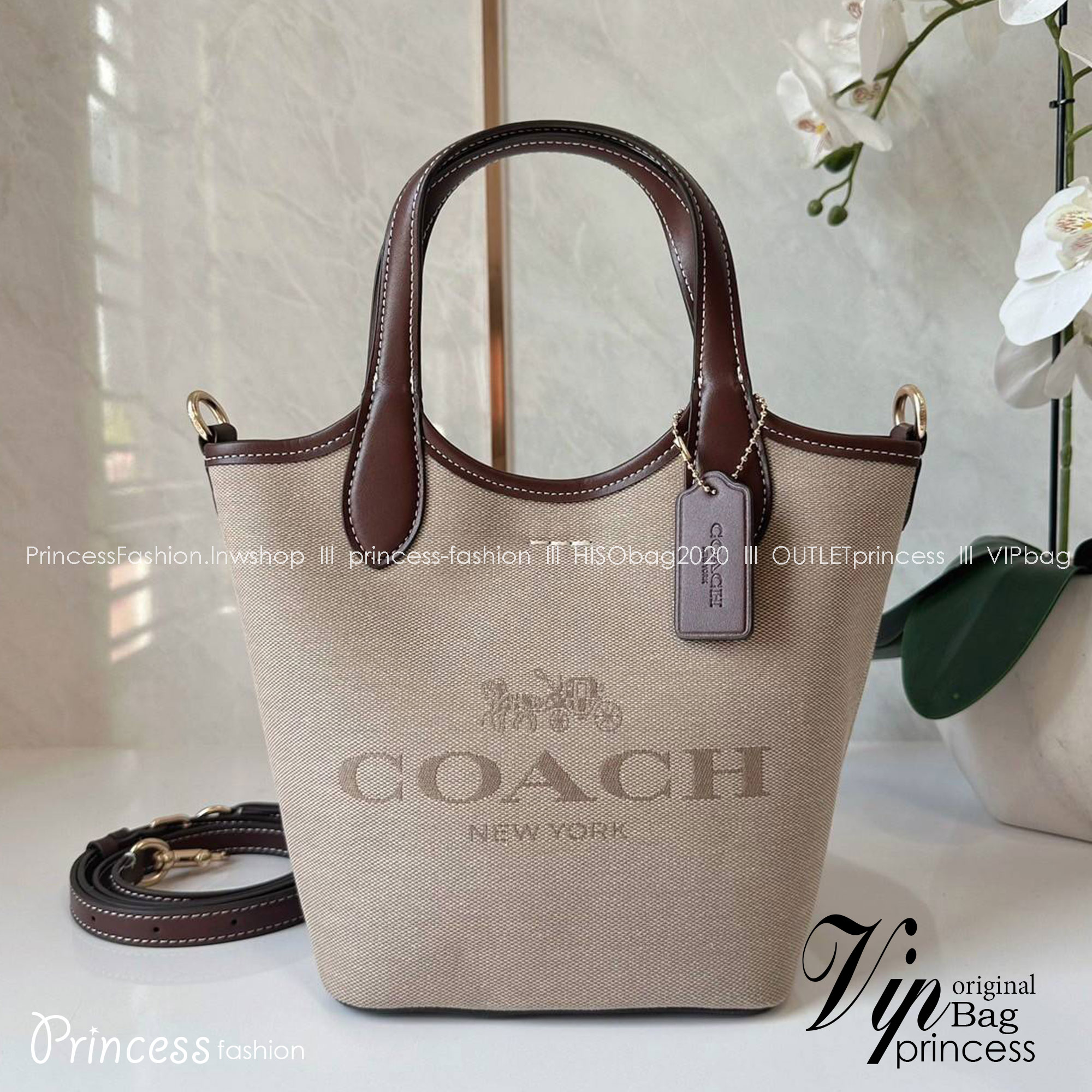 พร้อมส่ง 5 สี COACH HANNA BUCKET BAG กระเป๋าถือ/สะพายข้างทรงบักเก็ตรุ่นใหม่ดีไซน์เก๋น่ารัก เกรดท็อปออริ เกรดดีสุด สลับแท้ 1:1 ใช้ต่างประเทศได้