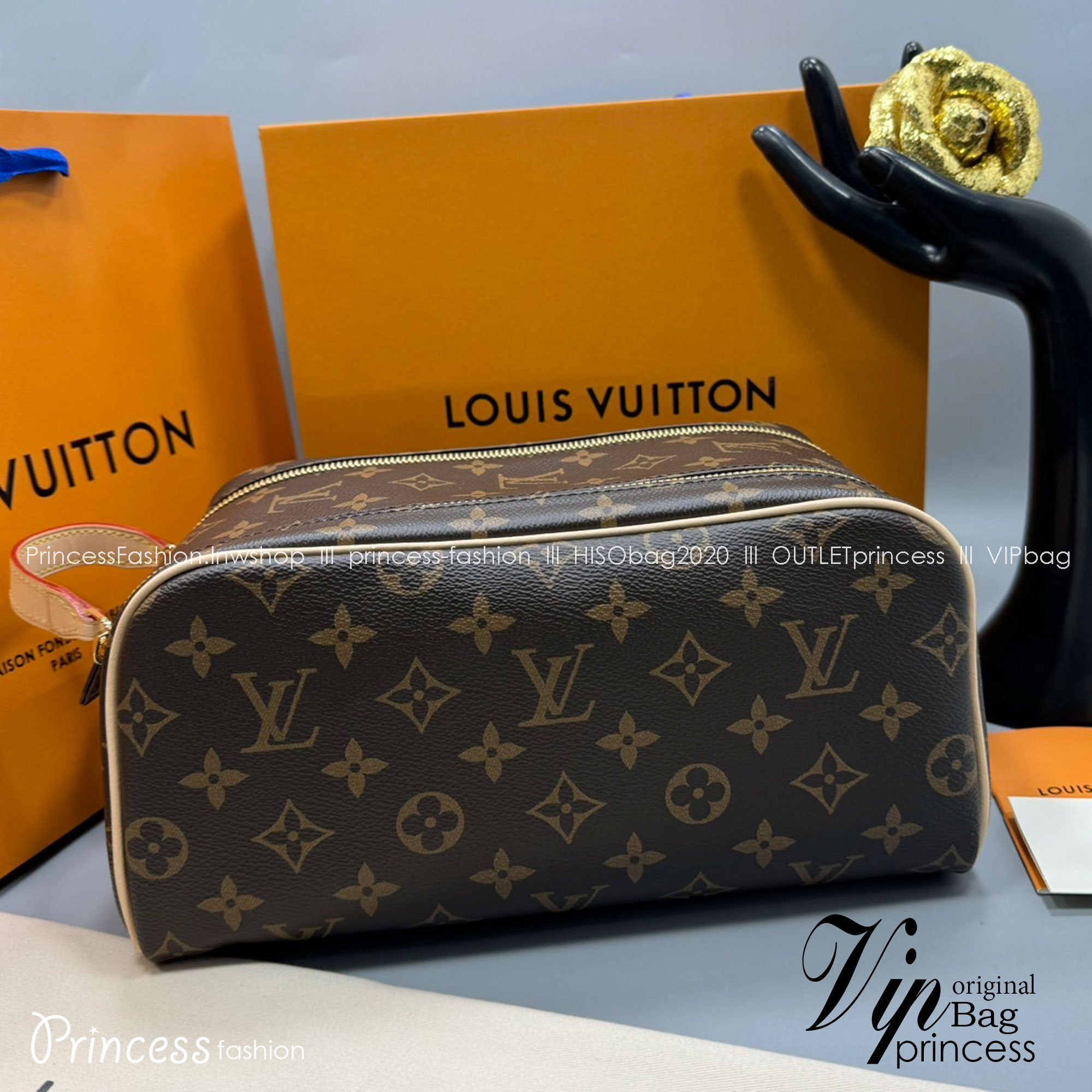 LV Clutch LV Dopp Kit Toilet Pouch Monogram / Damier Graphite Canvas กระเป๋าถือทรงพอชหรือคลัช เกรดออริ ท็อป 1:1 เกรดดีสุด แคนวาสแท้สวย ใช้งานต่างประเทศได้