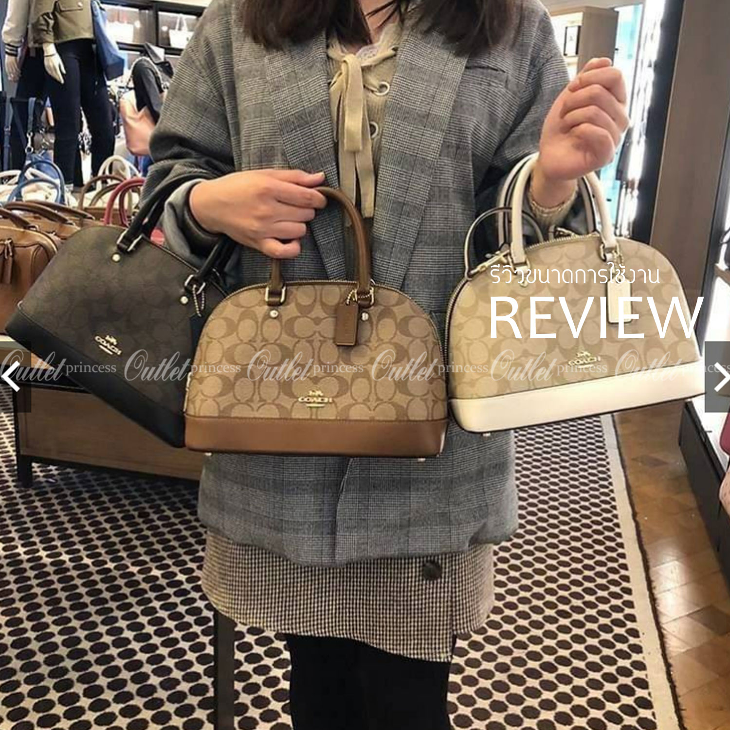 Coach Mini Sierra Signature กระเป๋าถือทรงโดม ภายในกว้างสามารถใส่กระเป๋าเงินเล็ก และมือถือได้ และยังมีช่องซิปเล็ก 1 ช่อง ด้านหลังมีกระเป๋าเล็กเก็บบัตร 1 ช่อง ใครยังไม่มีพลาดไม่ได้แล้วนะคะ