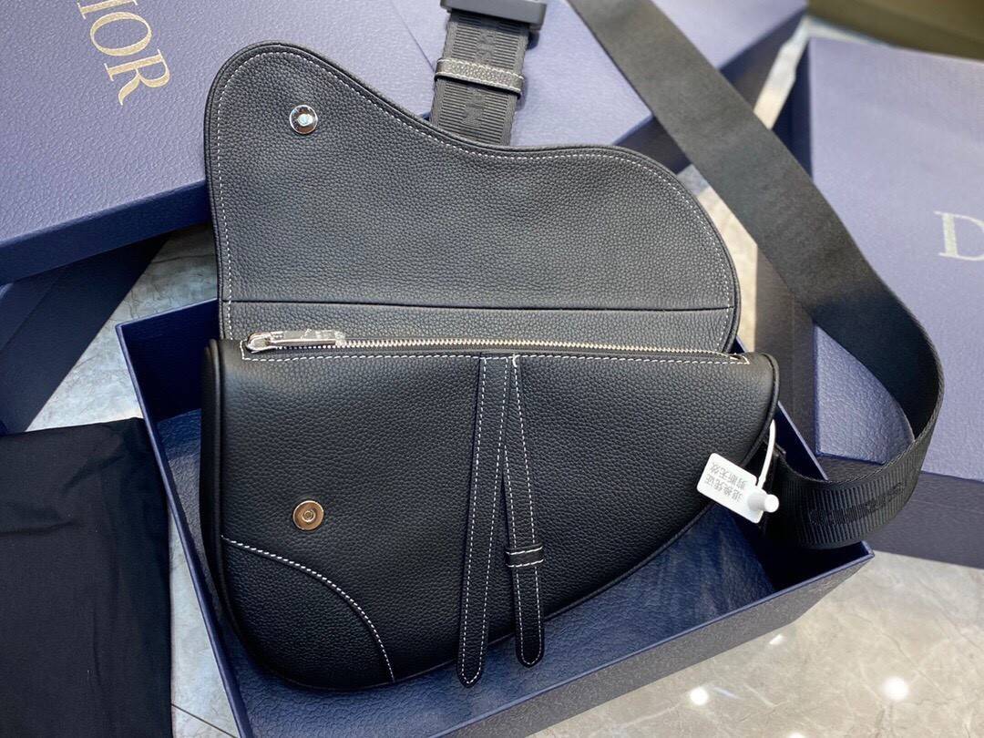 VIP 】หนังแท้ CHRISTIAN DIOR SADDLE BAG Black Grained Calfskin
