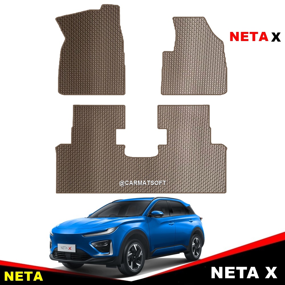 ยางปูพื้นรถยนต์ NETA X พรมกระดุม เนต้า เอ็กซ์ สีน้ำตาล เข้ารูป ในรถ 3ชิ้น