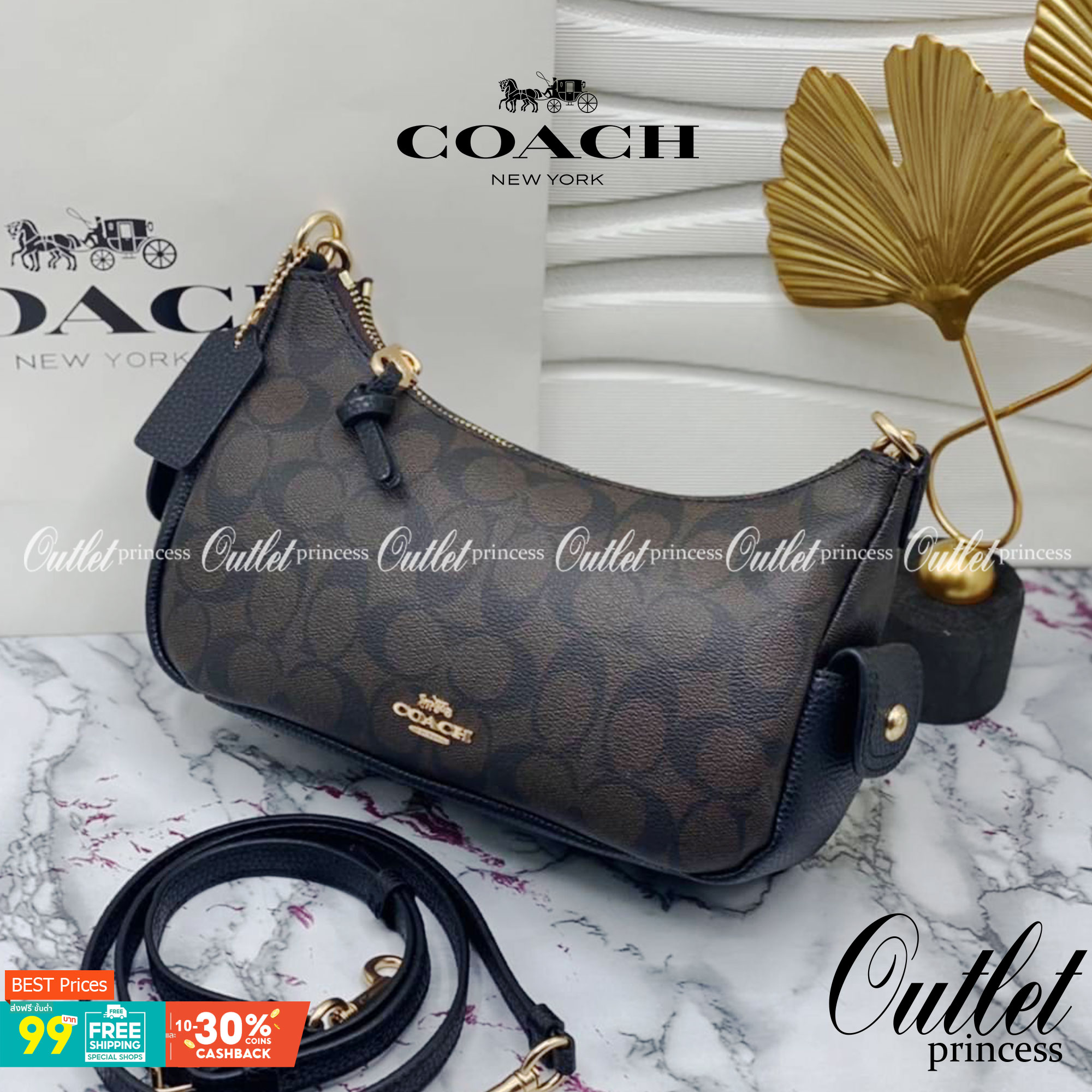 COACH Pennie Shoulder Bag In Signature Canvas พร้อมส่งที่ไทย