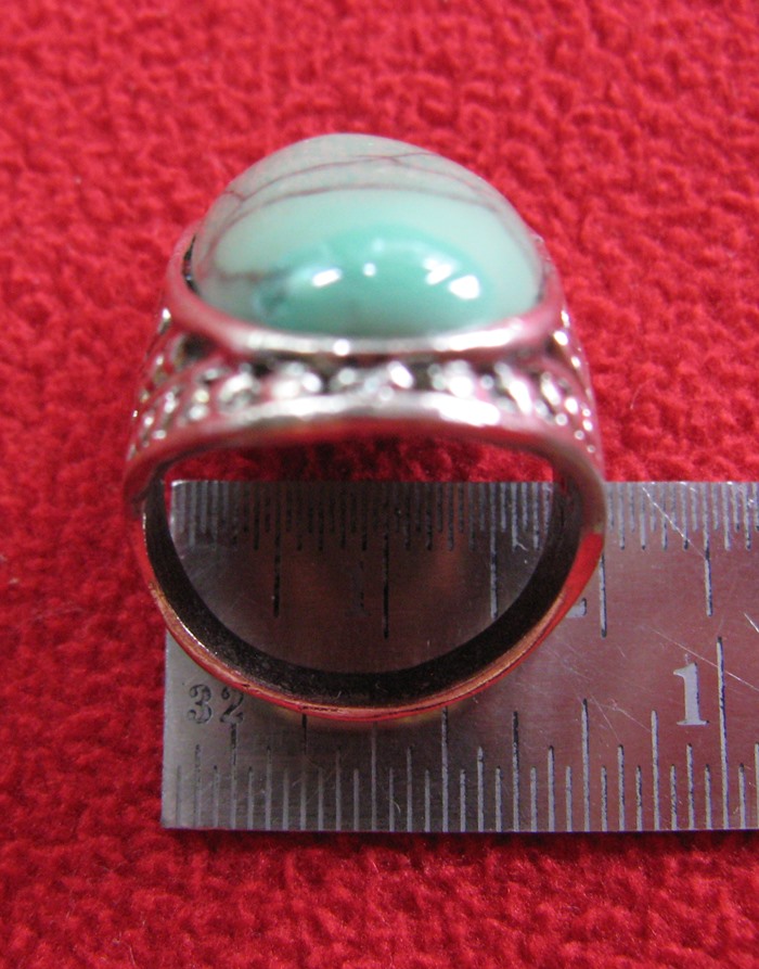 แหวนหินเทอร์ควอยส์สีเขียว โรเดียมสีเงิน(มีโชค)แบบ4ค่ะ