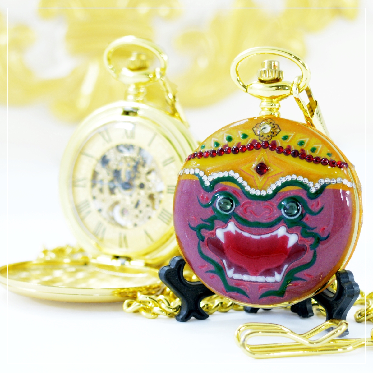 ของที่ระลึกไทย l นาฬิกาพก ของที่ระลึกยักษ์ไทย ลวดลายพักตร์วิมลวานร ของขวัญไทยๆ (งานสั่งทำ)