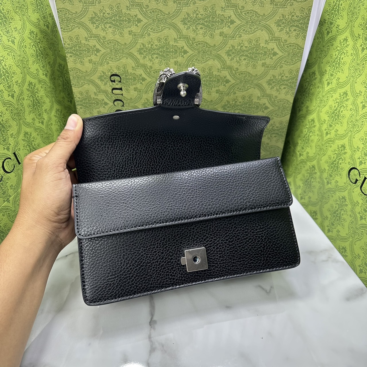 GUCCI DIONYSUS LEATHER SUPER MINI BAG กระเป๋าสะพายไดโอนิซูสหรูหราเป็นเอกลักษณ์ เกรดออริ สลับแท้ 1:1 ใช้งานต่างประเทศได้