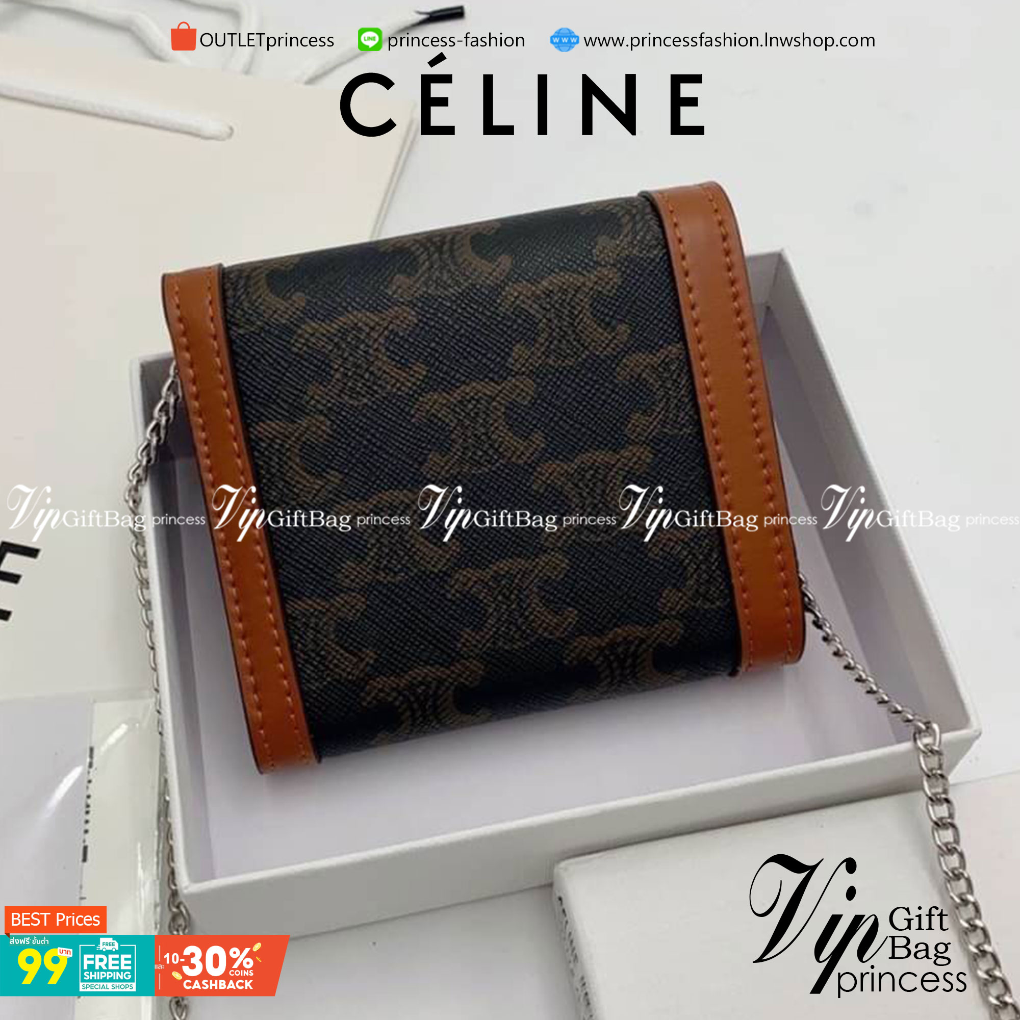 มาใหม่ 4 แบบพร้อมส่ง ที่นี่ที่เดียวเลยค่า CELINE SHORT WALLET VIP GIFT WITH PURCHASE GWP วัสดุ Triomphe Canvas หนังขึ้นลาย Signature Brand สวยอยู่ทรงมีโลโก้ด้านหน้าเปิดปิดด้วยฝาพับกระดุมแม่เหล็ก ภายในมีช่องแบ่งหลายช่อง มีช่องใส่บัตรหลายช่อง มีช่องใส่เหรีย
