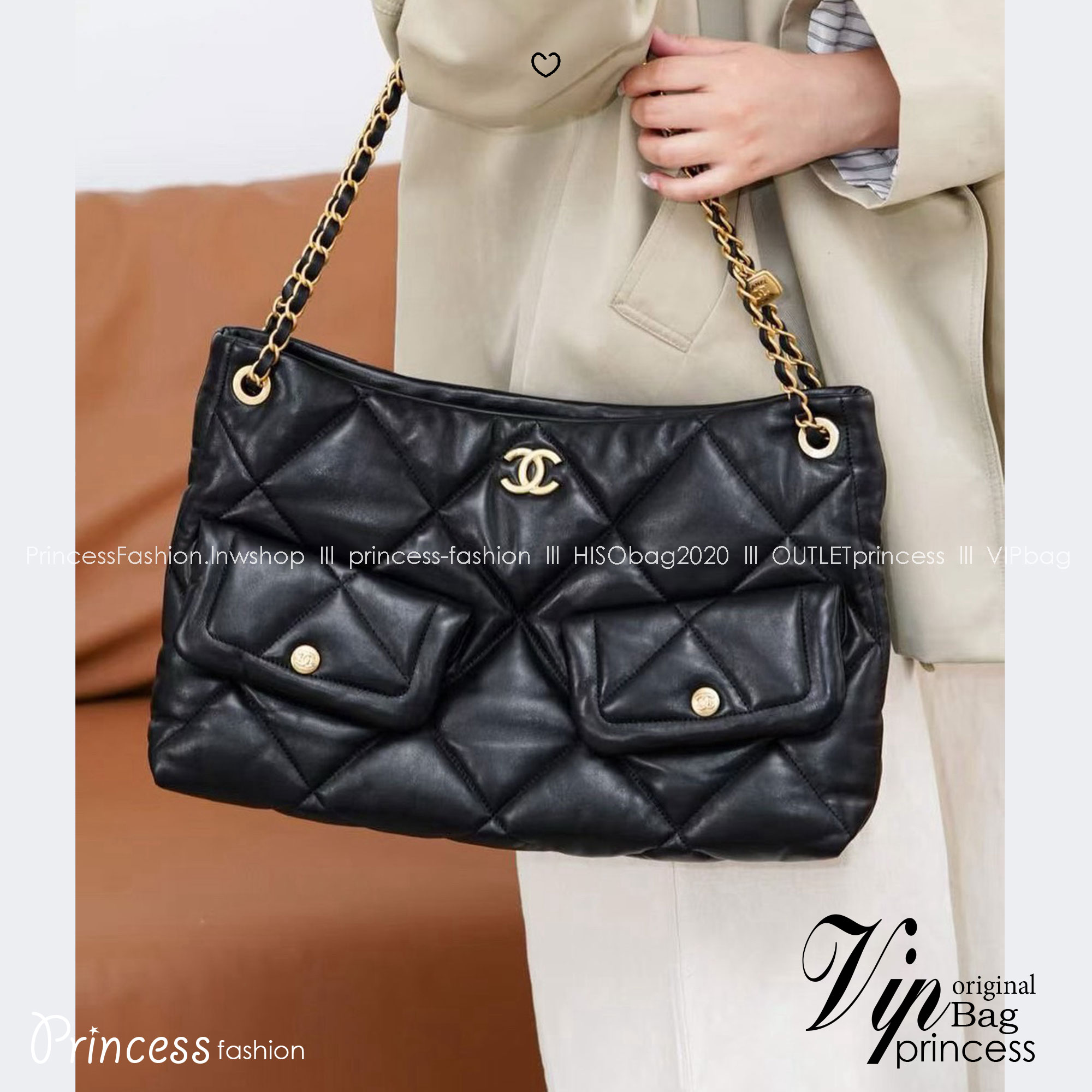 ORI หนังแท้ | Chanel shopping bag Shiny Leather Black / Chanel Tote Bag 36cm กระเป๋าสะพายทรงโท้ทใบใหญ่ ภายในโล่งกว้างจุของได้เยอะ คอลเลคชั่นฤดูใบไม้ร่วง-ฤดูหนาว 2025/26 ถ่ายทอดเสน่ห์เย้ายวนเหนือกาลเวลา