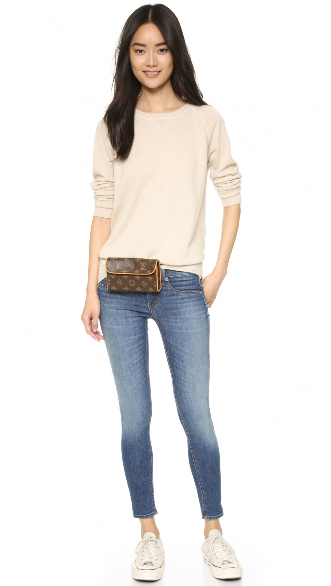 VIP 】หนังแท้ Louis Vuitton Mono Pouchette Florentine Belt Bag กระเป๋าคาดเอวหนังแท้สุดหรู มีจำกัดนะคะ